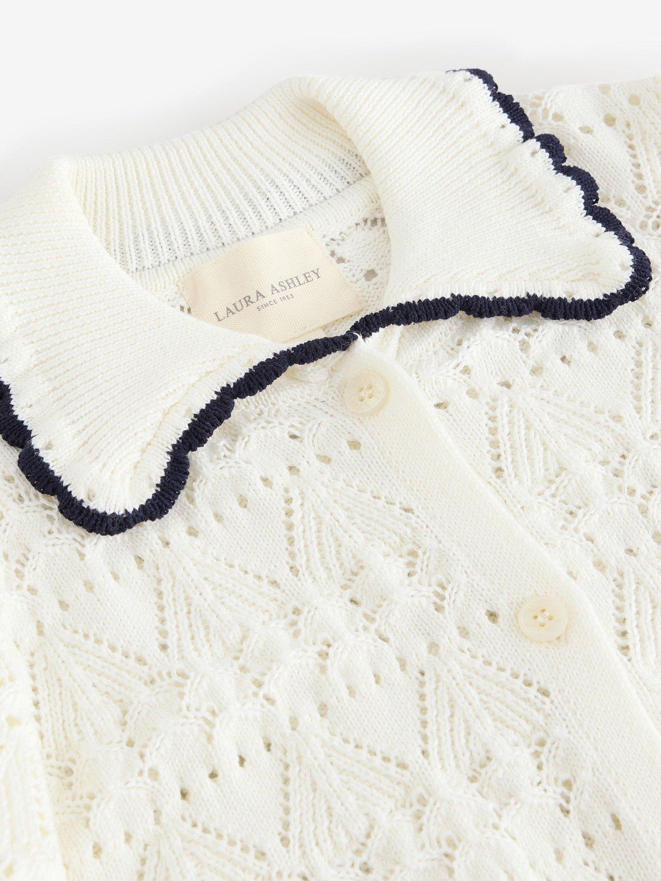 Image 5 of 6 of Laura Ashley Short Sleeve Polo Cardigan - Cream