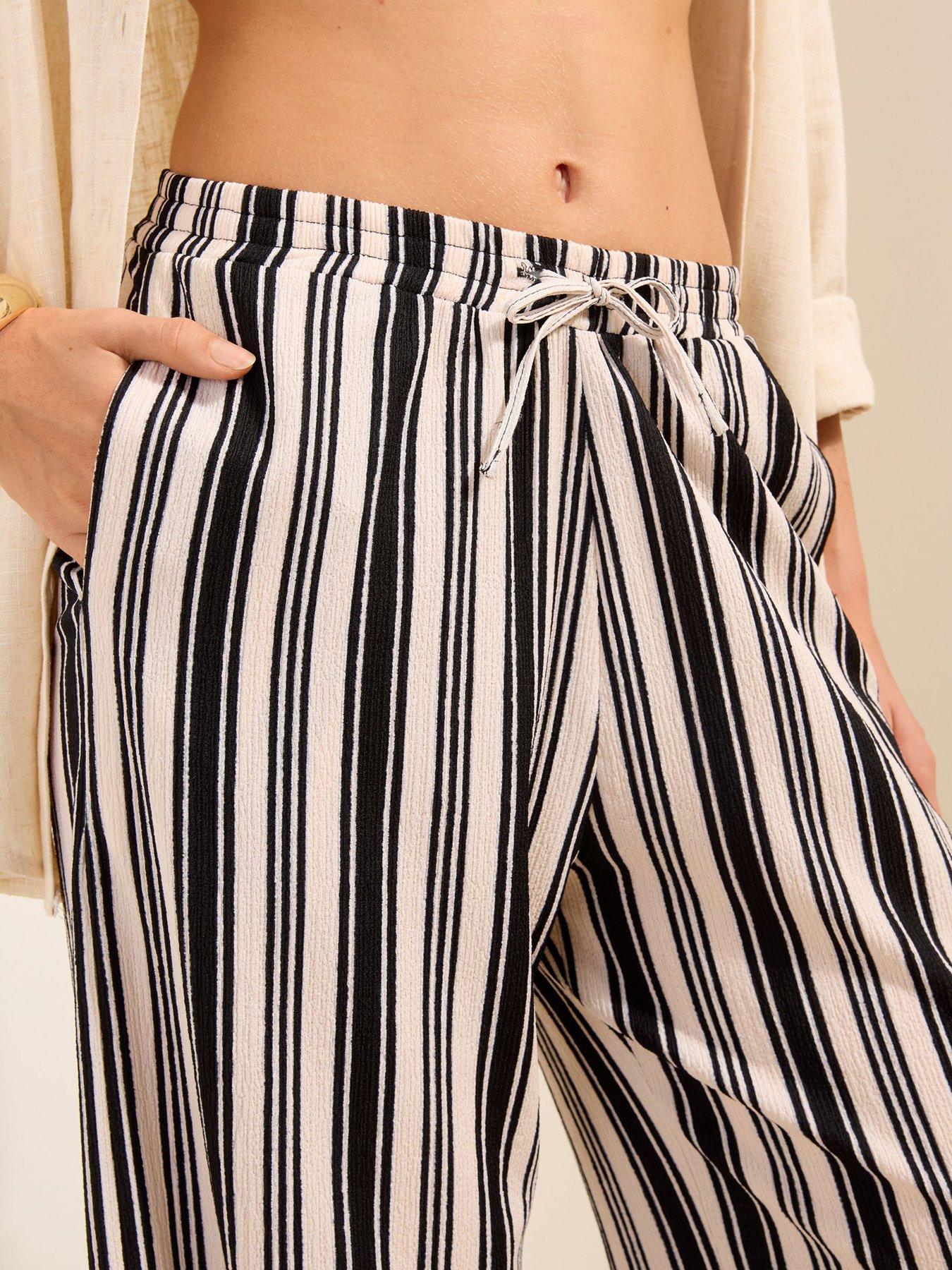 Image 4 of 5 of Friends Like These Stripe Linen Crinkle Trouser - Black