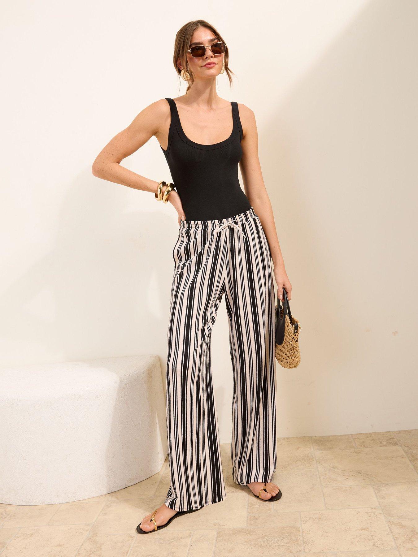 Image 5 of 5 of Friends Like These Stripe Linen Crinkle Trouser - Black