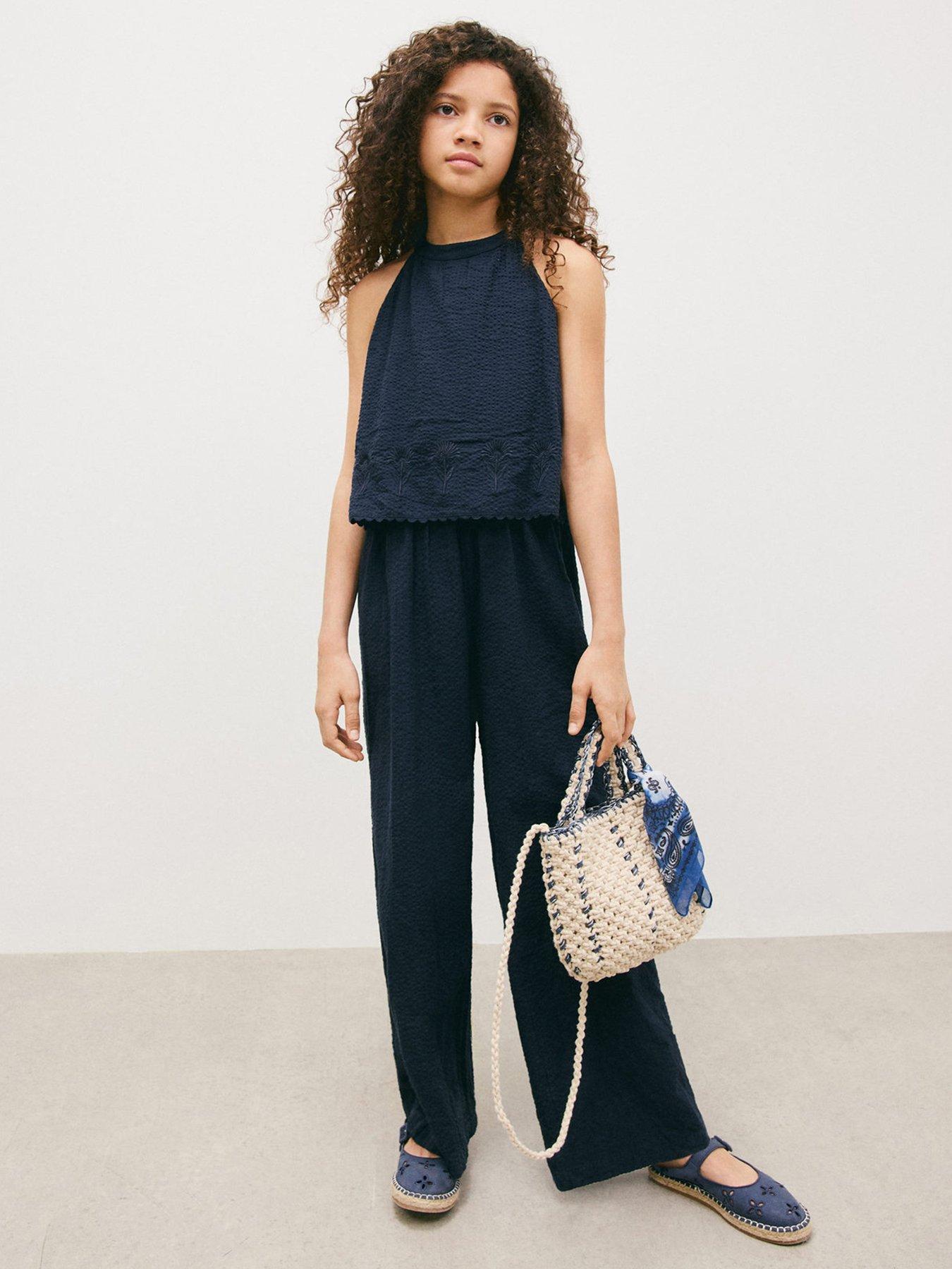 Image 1 of 5 of Mango Girls Layered Jumpsuit - Navy