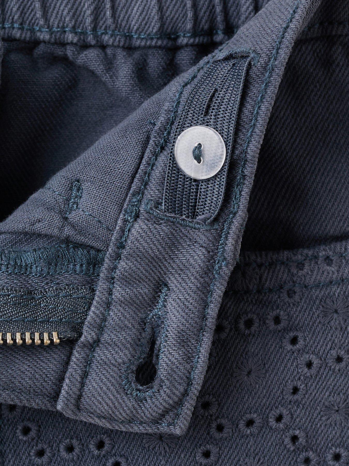 Image 3 of 4 of Mango Girls Embroidered Denim Shorts - Navy