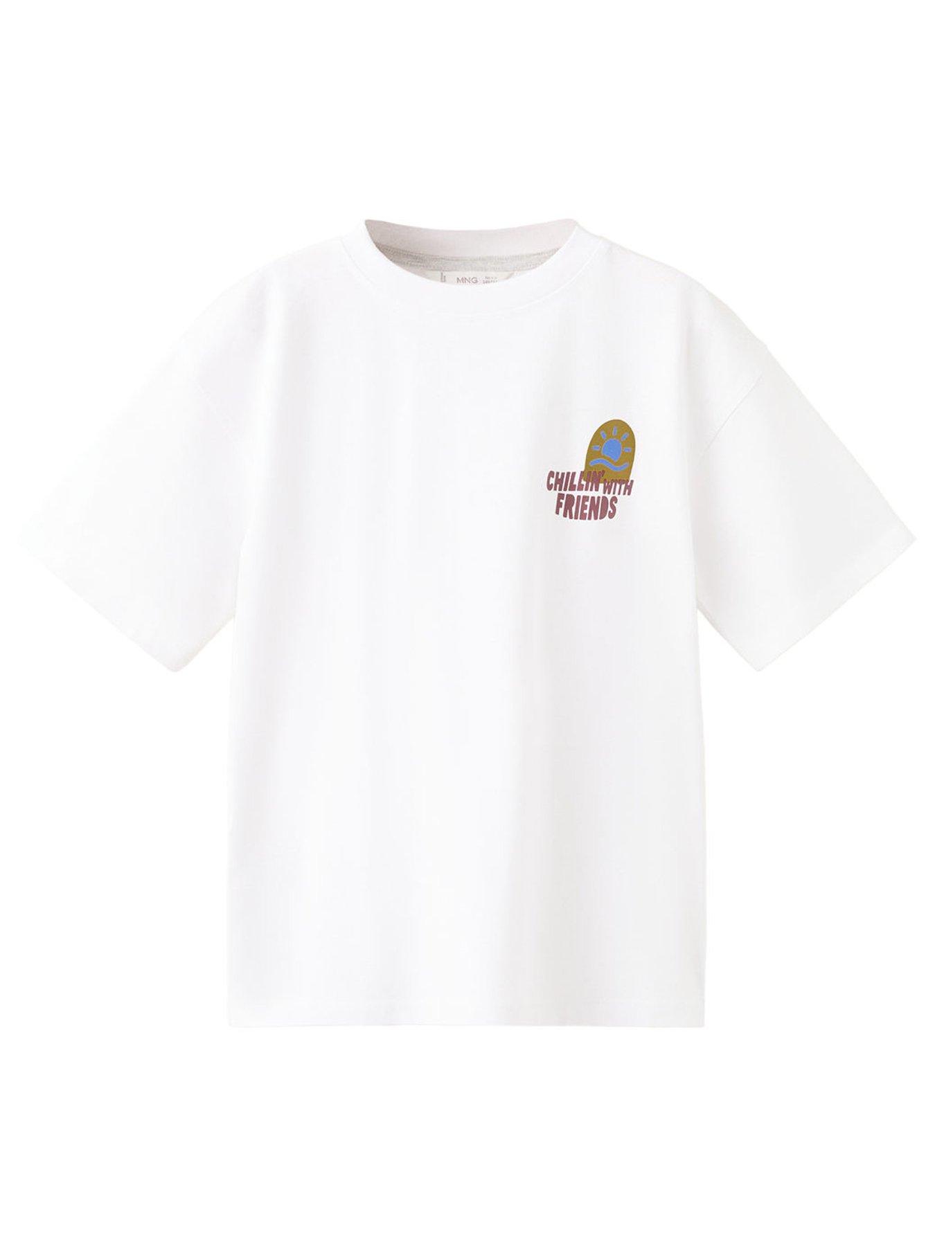 Image 1 of 4 of Mango Boys Chillin Short Sleeve T-shirt - White