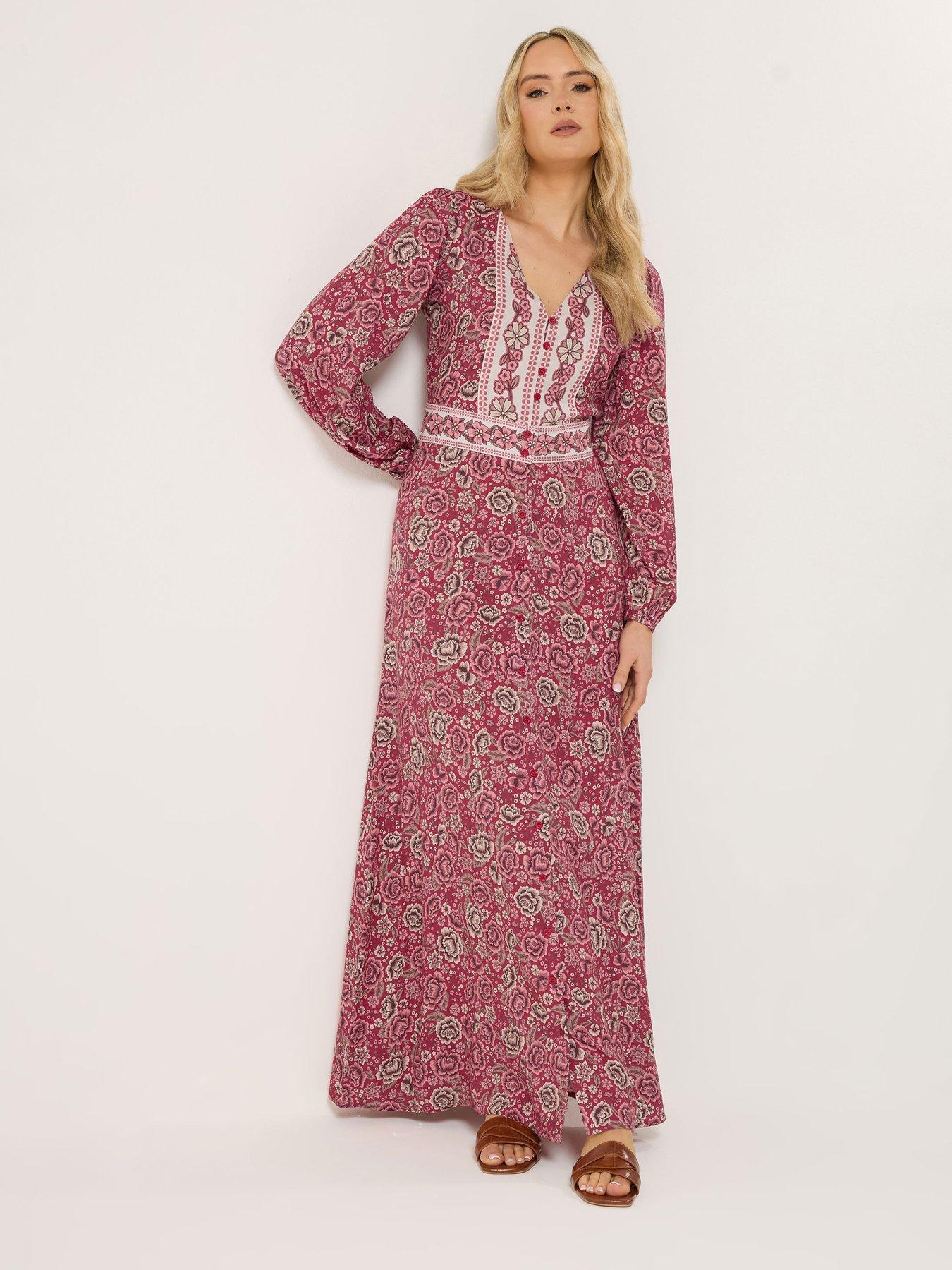 Long Tall Sally Tall Floral Long Sleeve Button Maxi Dress