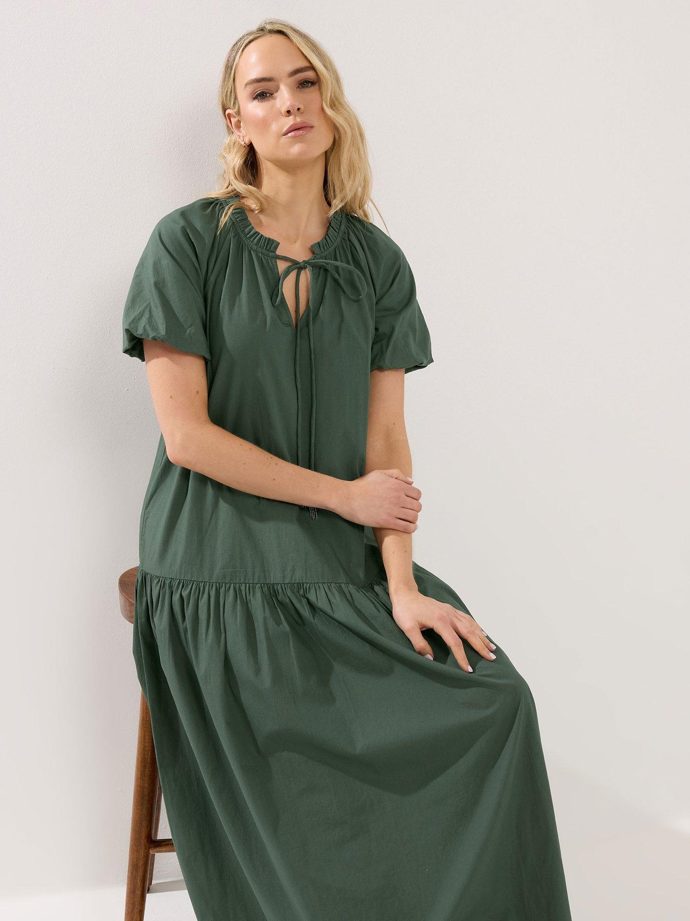 Image 4 of 6 of Long Tall Sally Cotton Gypsy Maxi Dress - Green