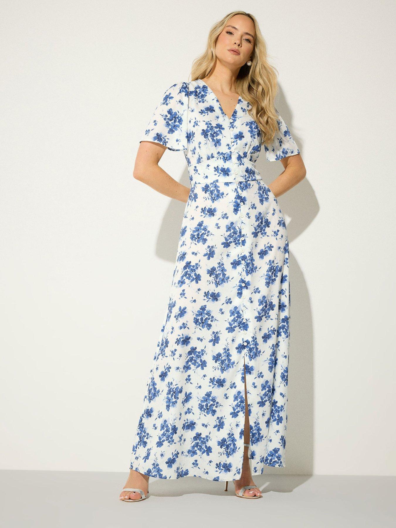 Long Tall Sally Floral Satin Maxi Dress - Cream