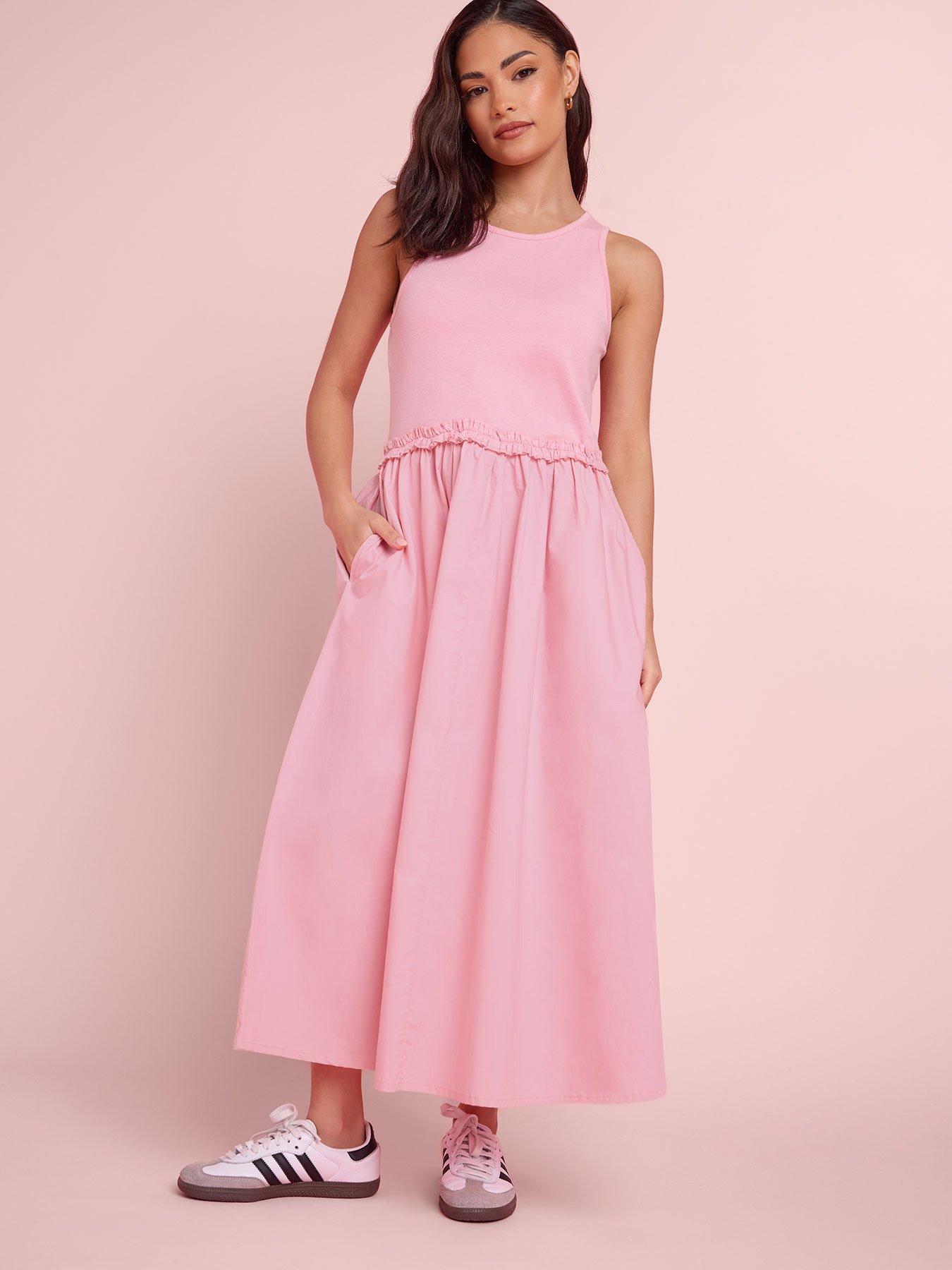 Image 1 of 4 of PixieGirl Petite Sleeveless Mixed Ruffle Seam Dress