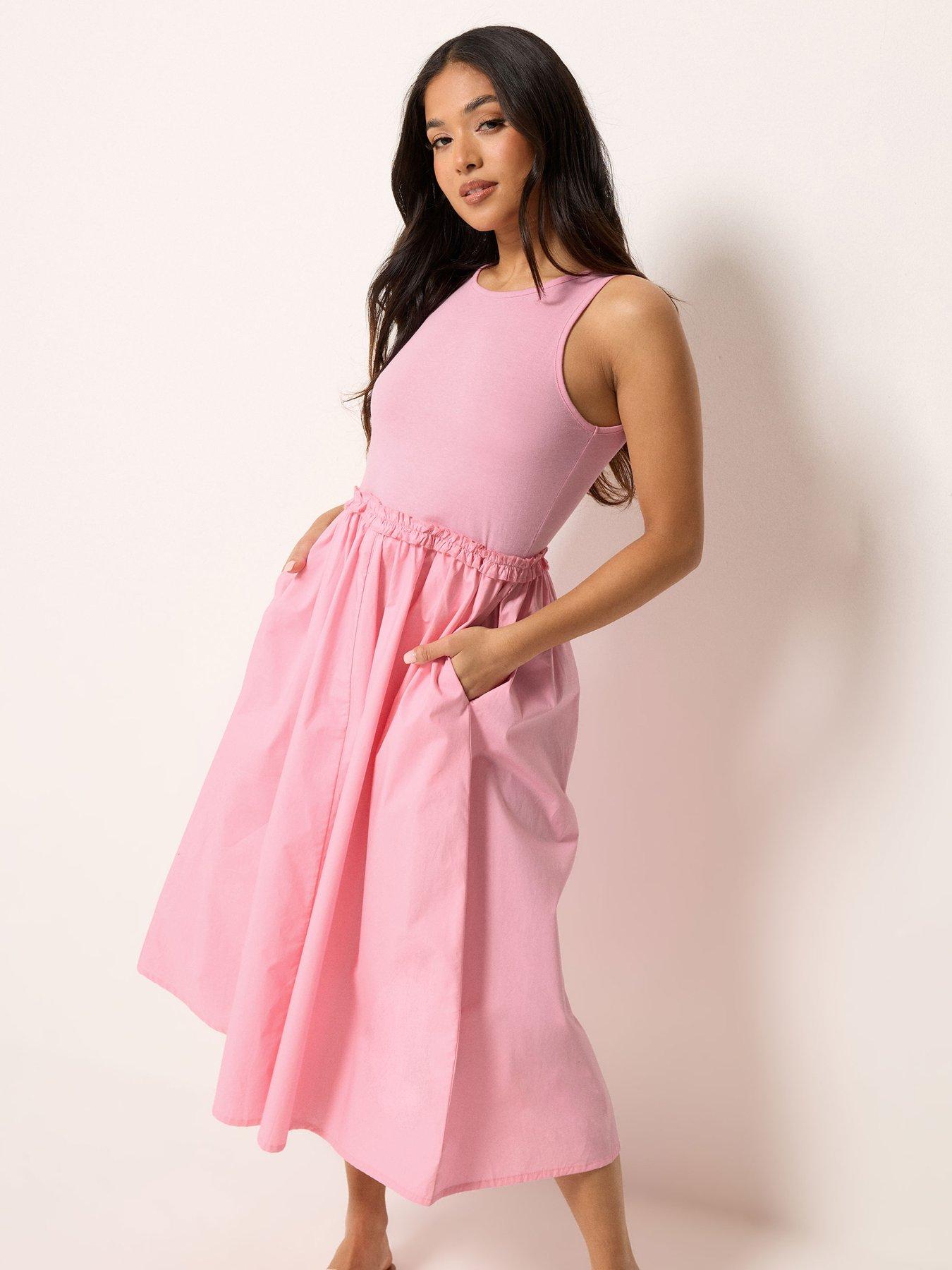 Image 3 of 4 of PixieGirl Petite Sleeveless Mixed Ruffle Seam Dress