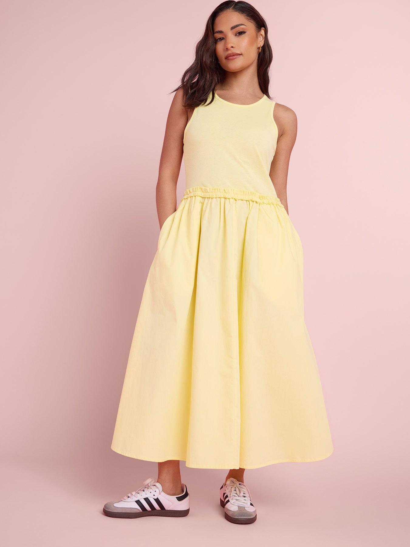 Image 1 of 4 of PixieGirl Petite Sleeveless Mixed Ruffle Seam Dress
