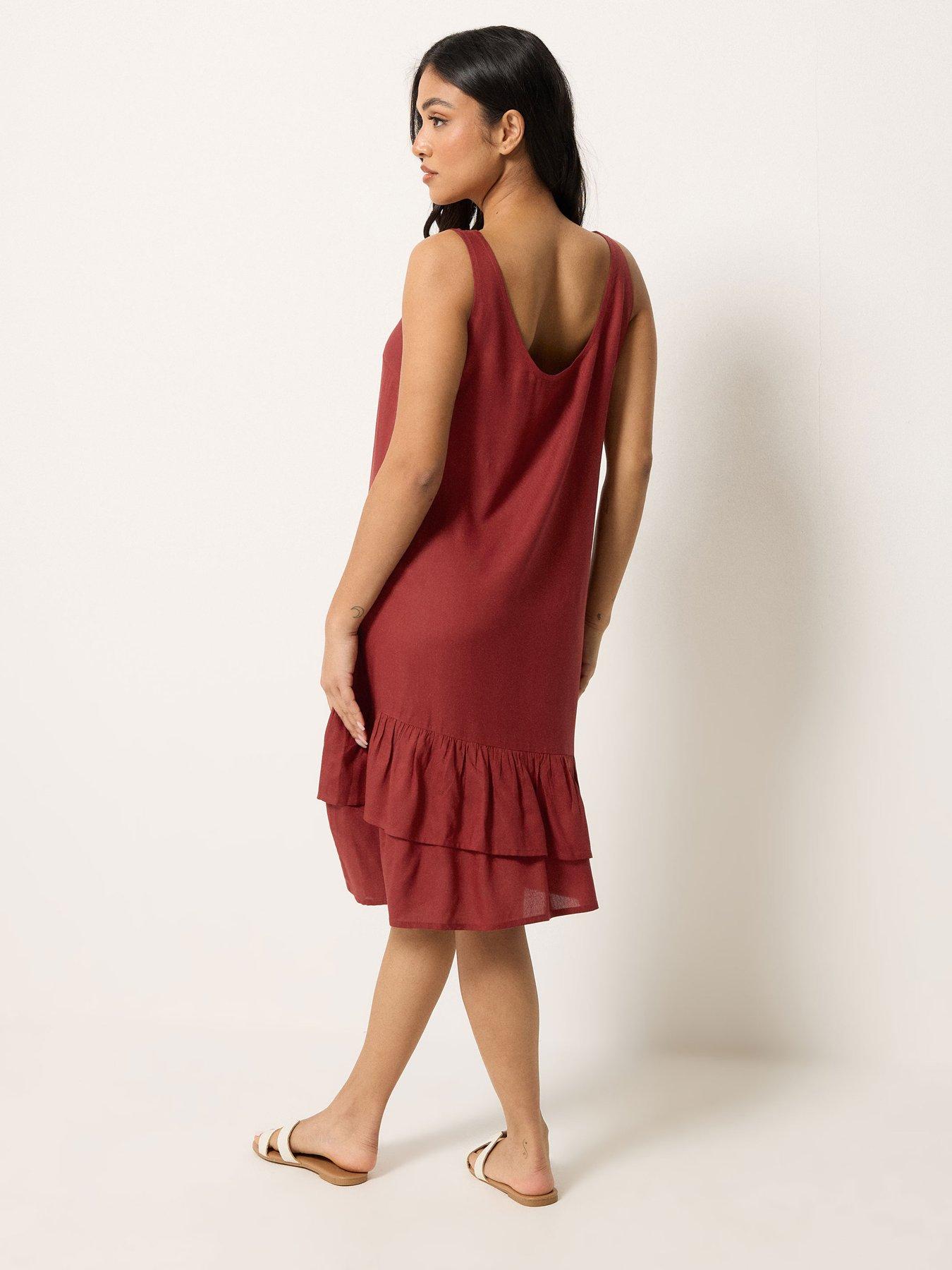 pixiegirl-petite-frill-hem-midi-dress-redstillFront