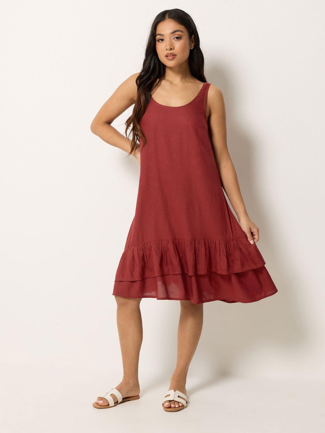 pixiegirl-petite-frill-hem-midi-dress-redback