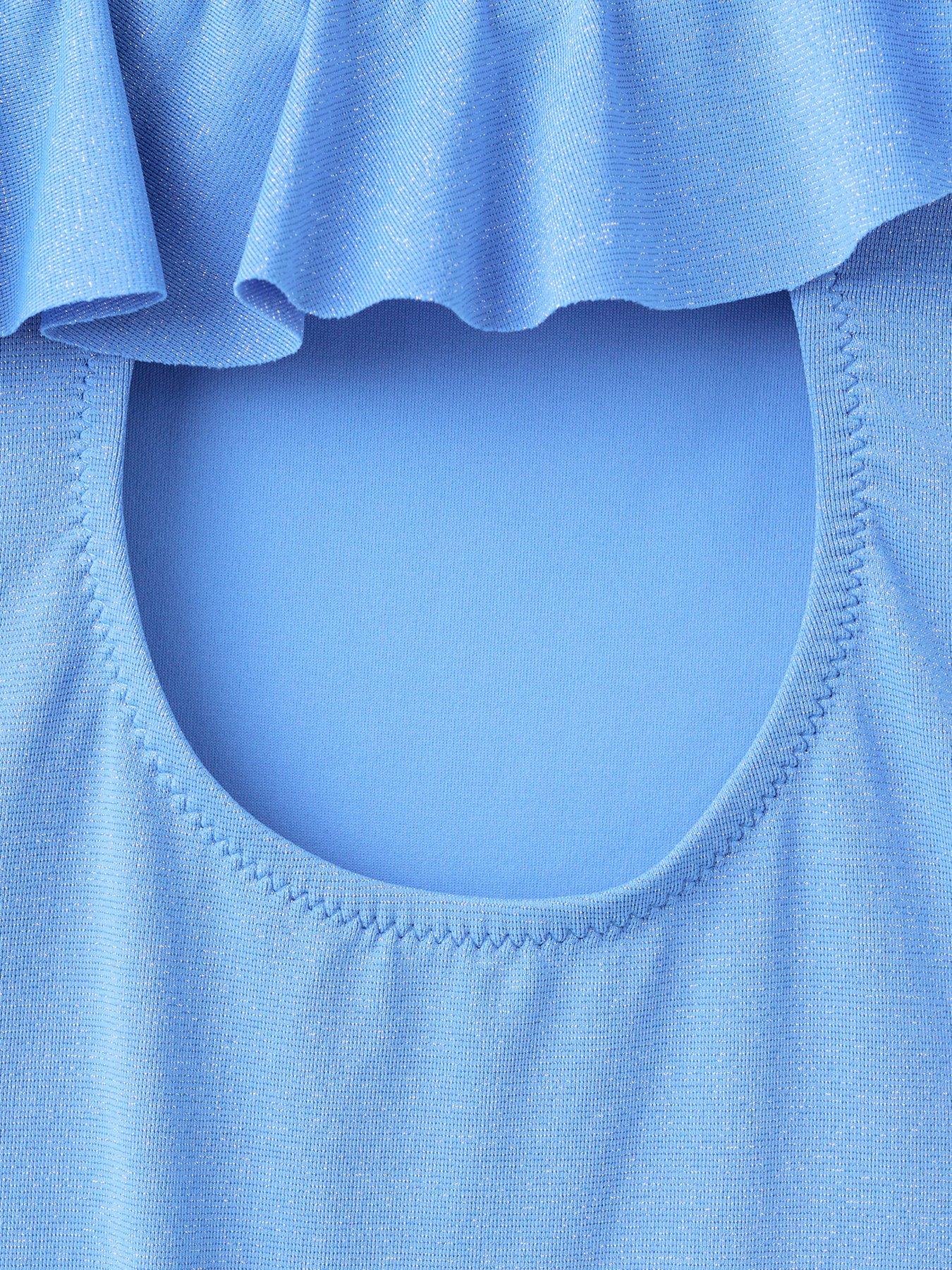 Image 4 of 4 of Mango Girls 1 Shoulder Swimsuit - Blue