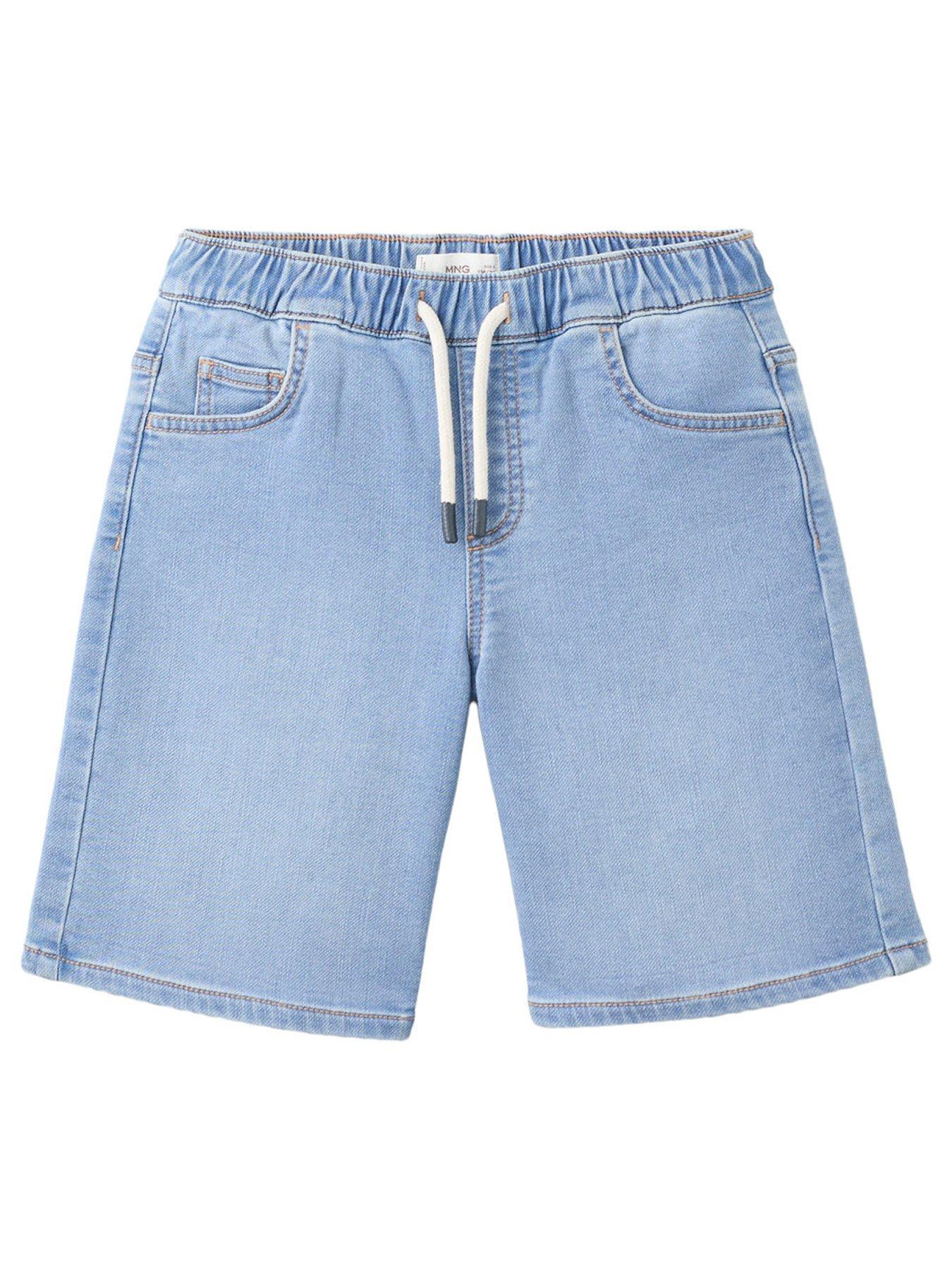 Mango Boys Drawstring Waist Denim Bermuda Shorts - Blue