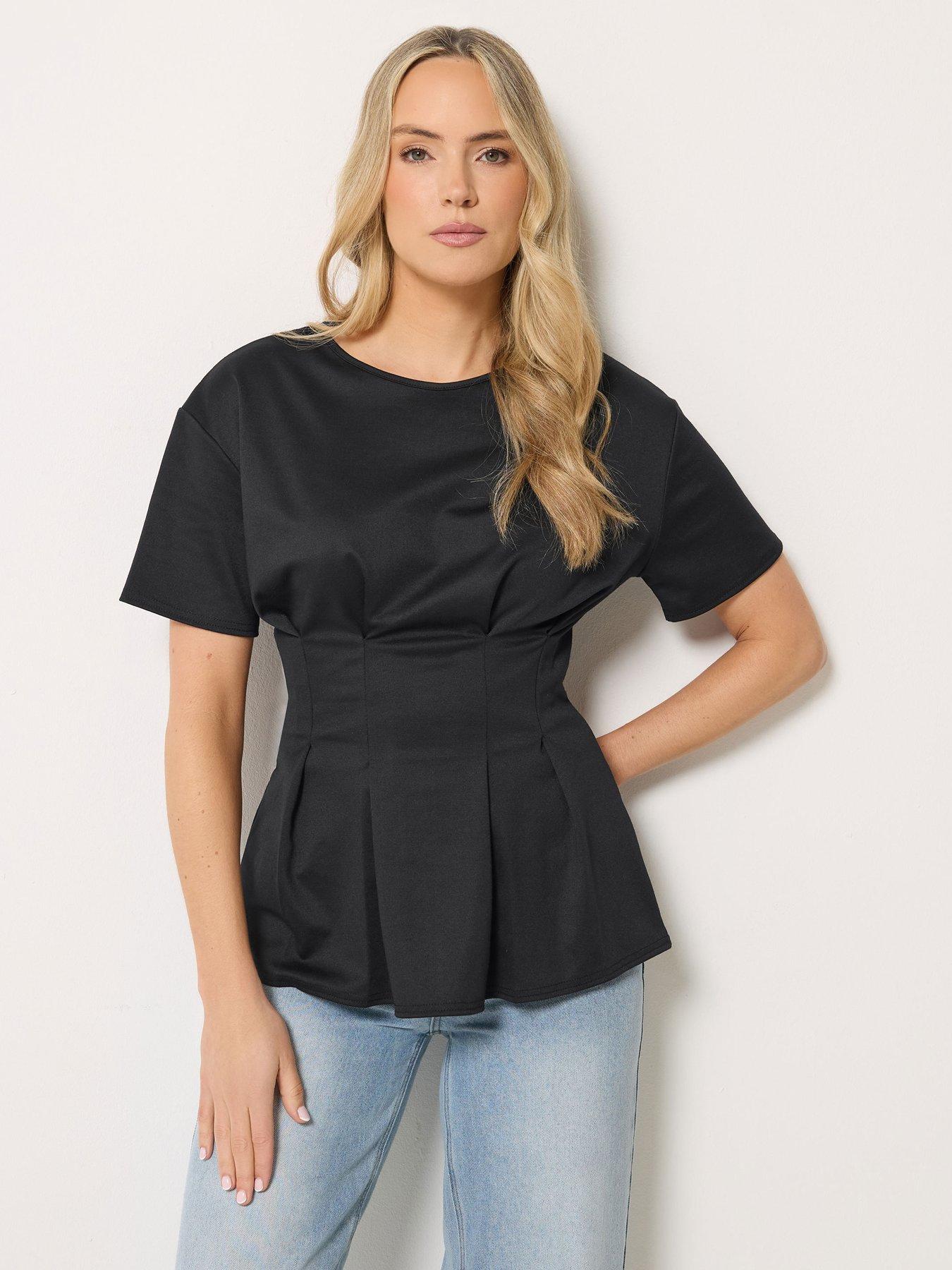 Long Tall Sally Pleated Detail Top - Black