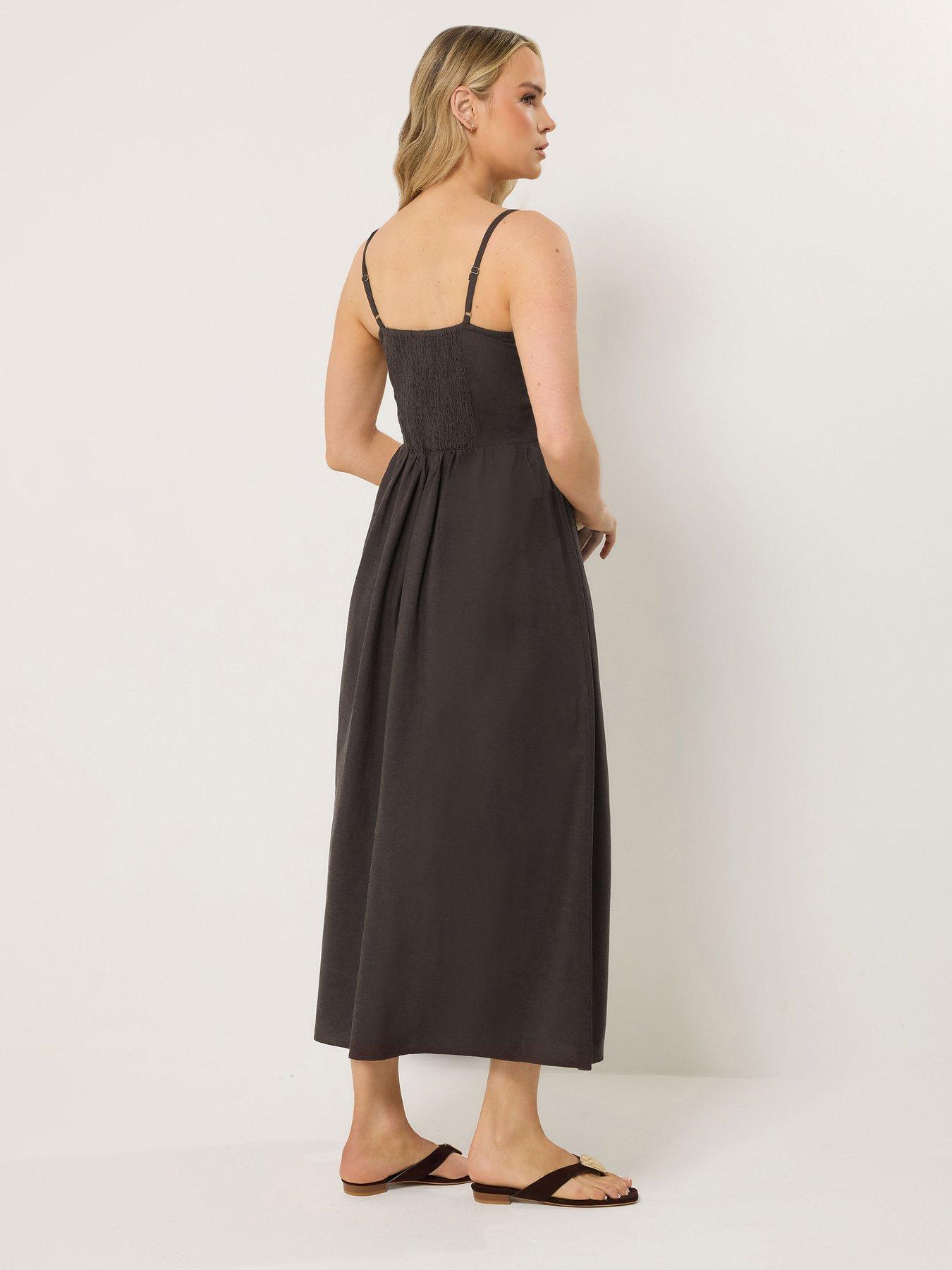 Image 2 of 5 of Long Tall Sally Linen Cornelli Midi Dress - Brown
