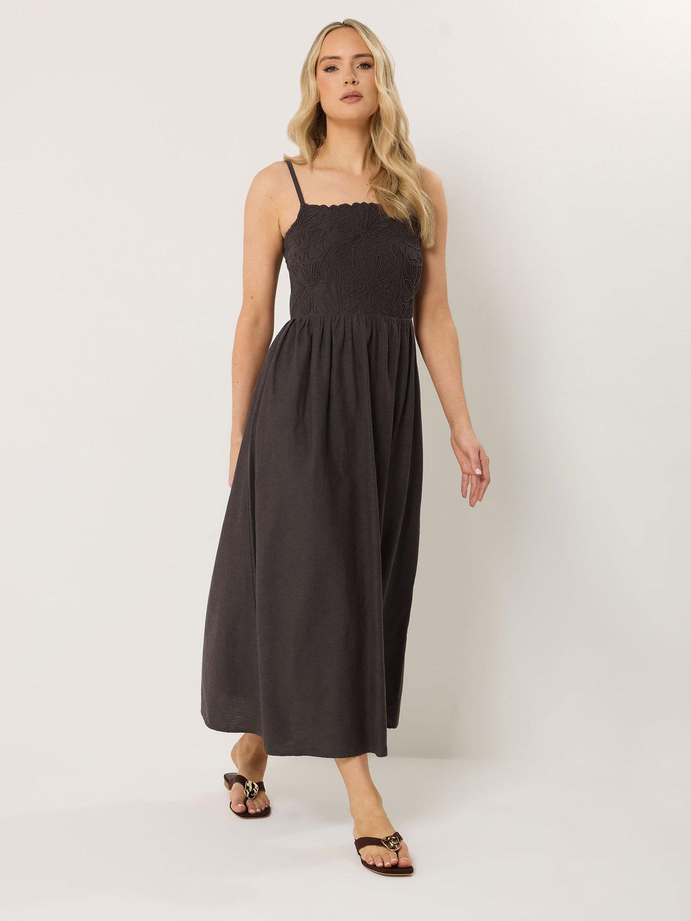 Image 4 of 5 of Long Tall Sally Linen Cornelli Midi Dress - Brown