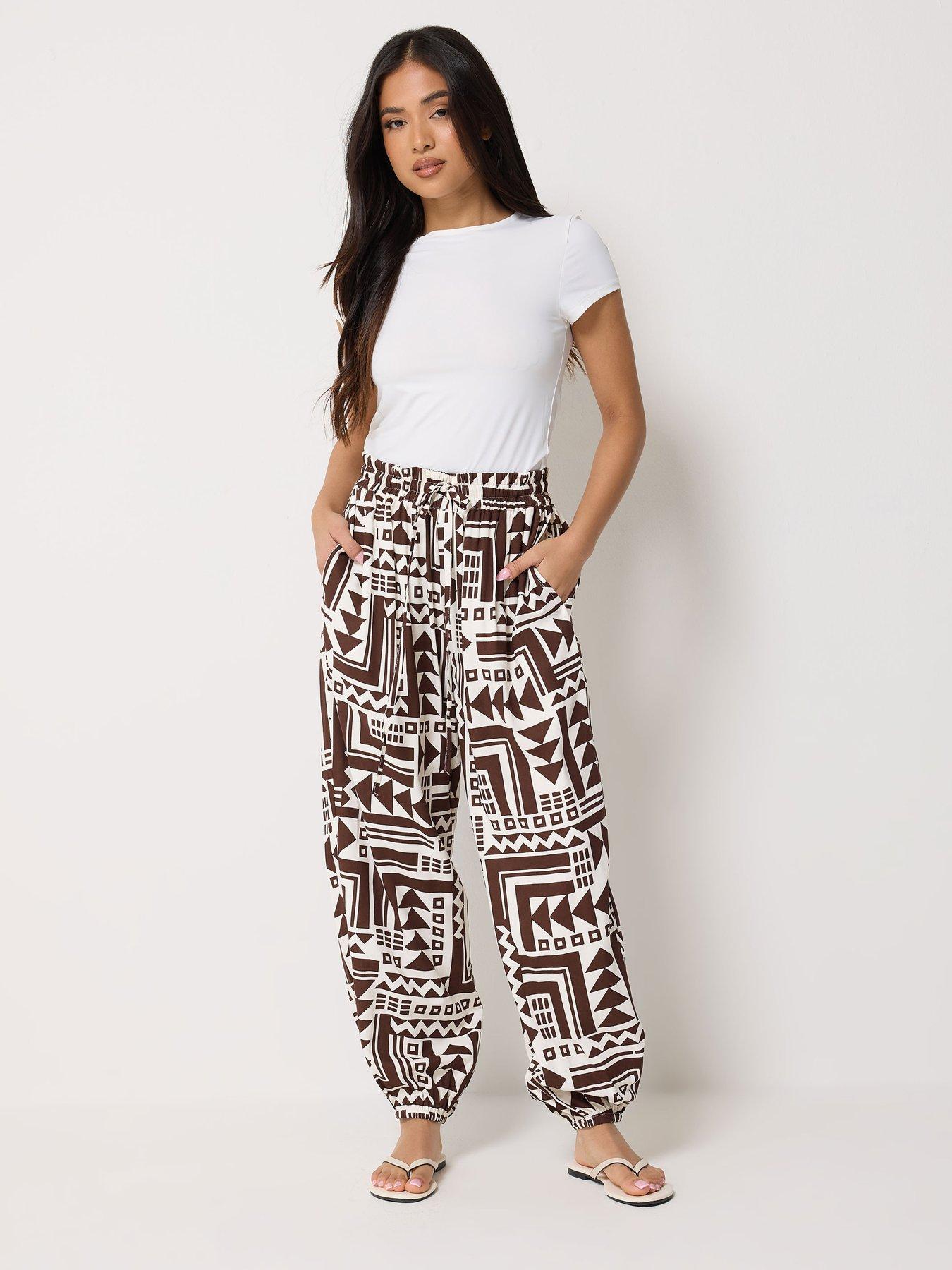 pixiegirl-petite-wide-abstract-harem-trousers-brownback