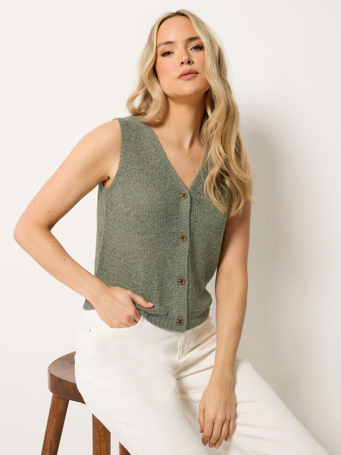 Image 1 of 5 of Long Tall Sally Tape Yarn Vest - Green