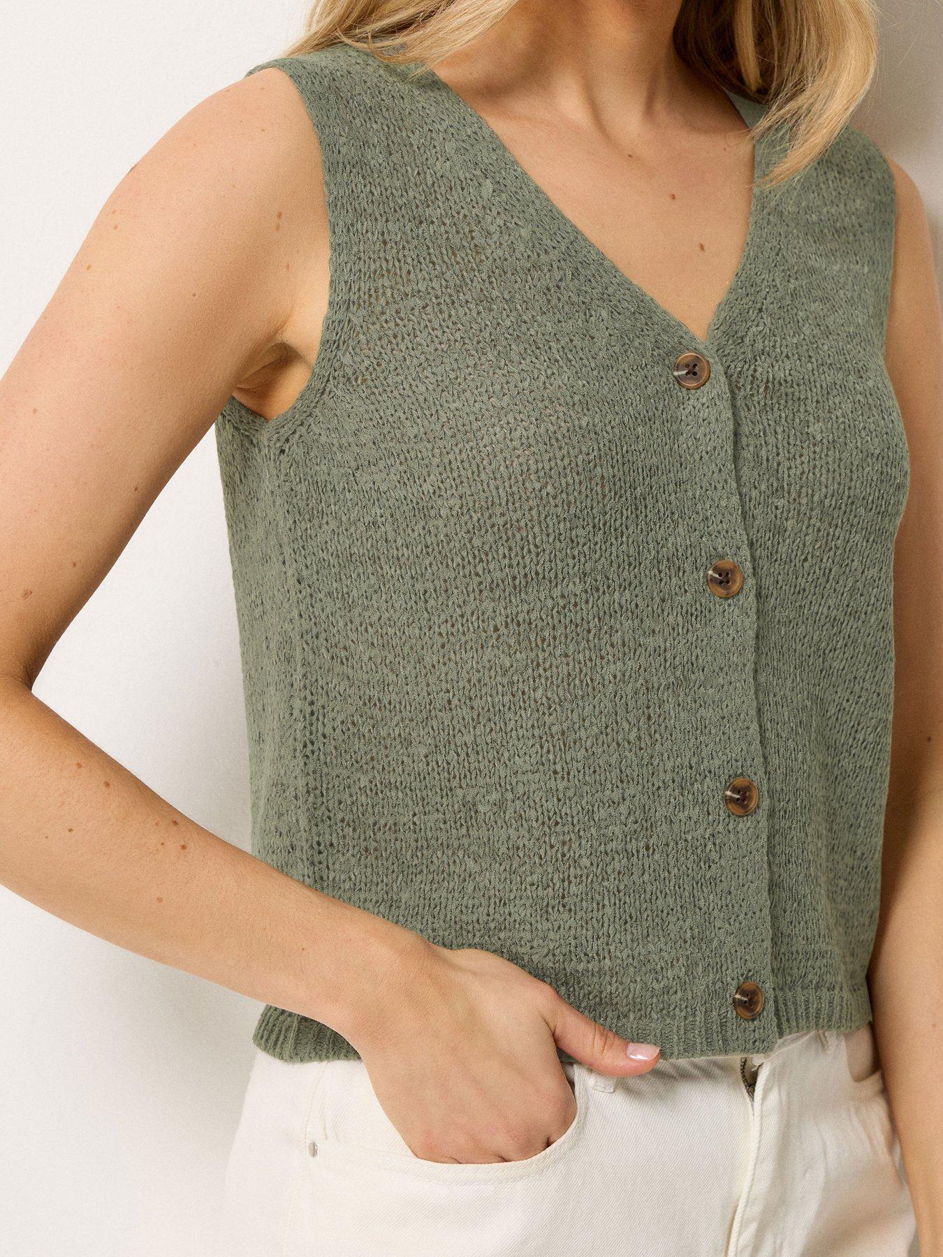 Image 4 of 5 of Long Tall Sally Tape Yarn Vest - Green