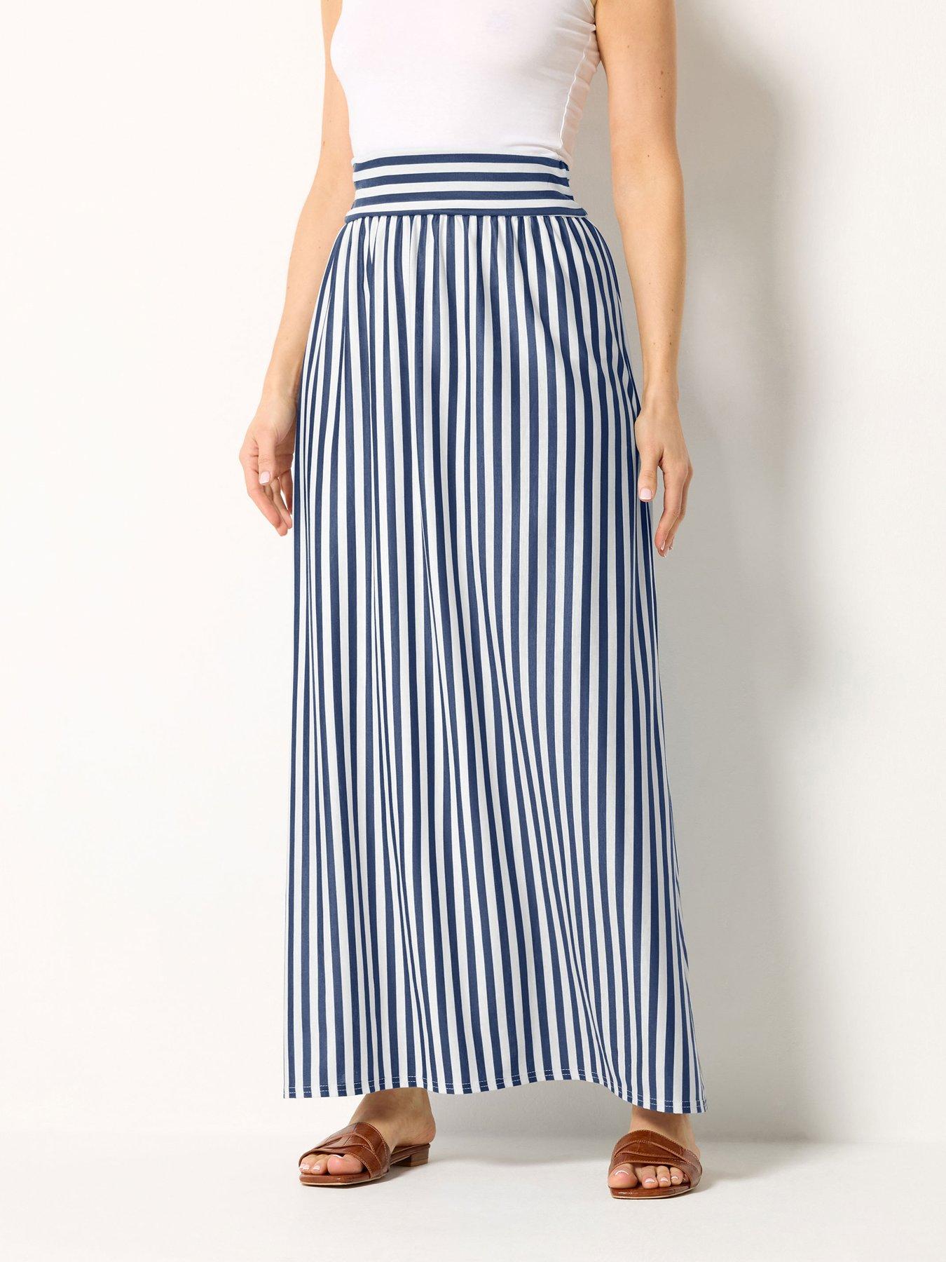 Long Tall Sally Stripe Maxi Skirt - Blue