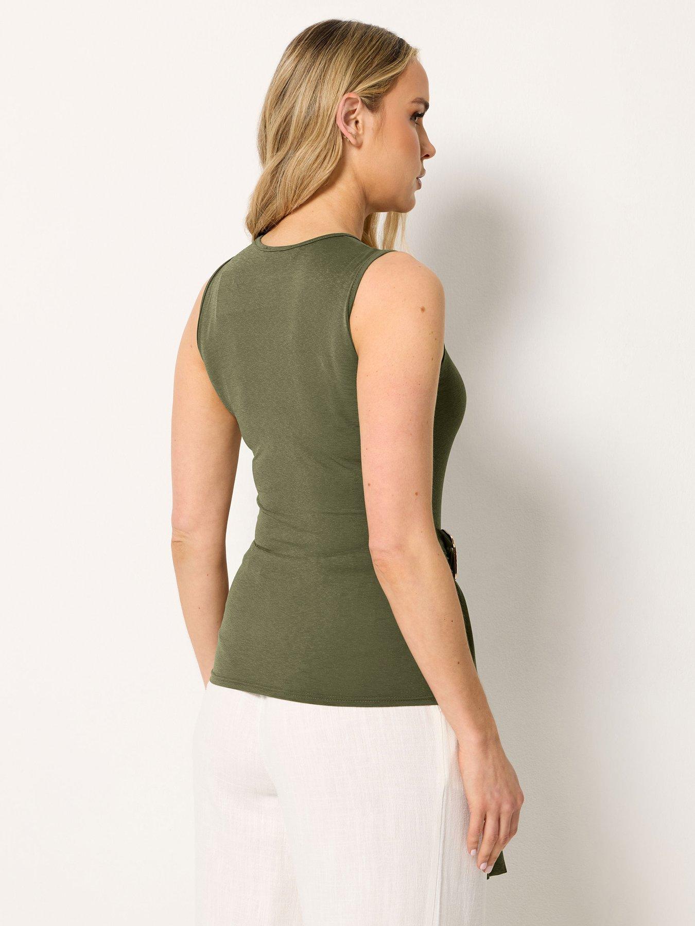 Image 2 of 5 of Long Tall Sally Grown On Sleeve Belted Top - Green