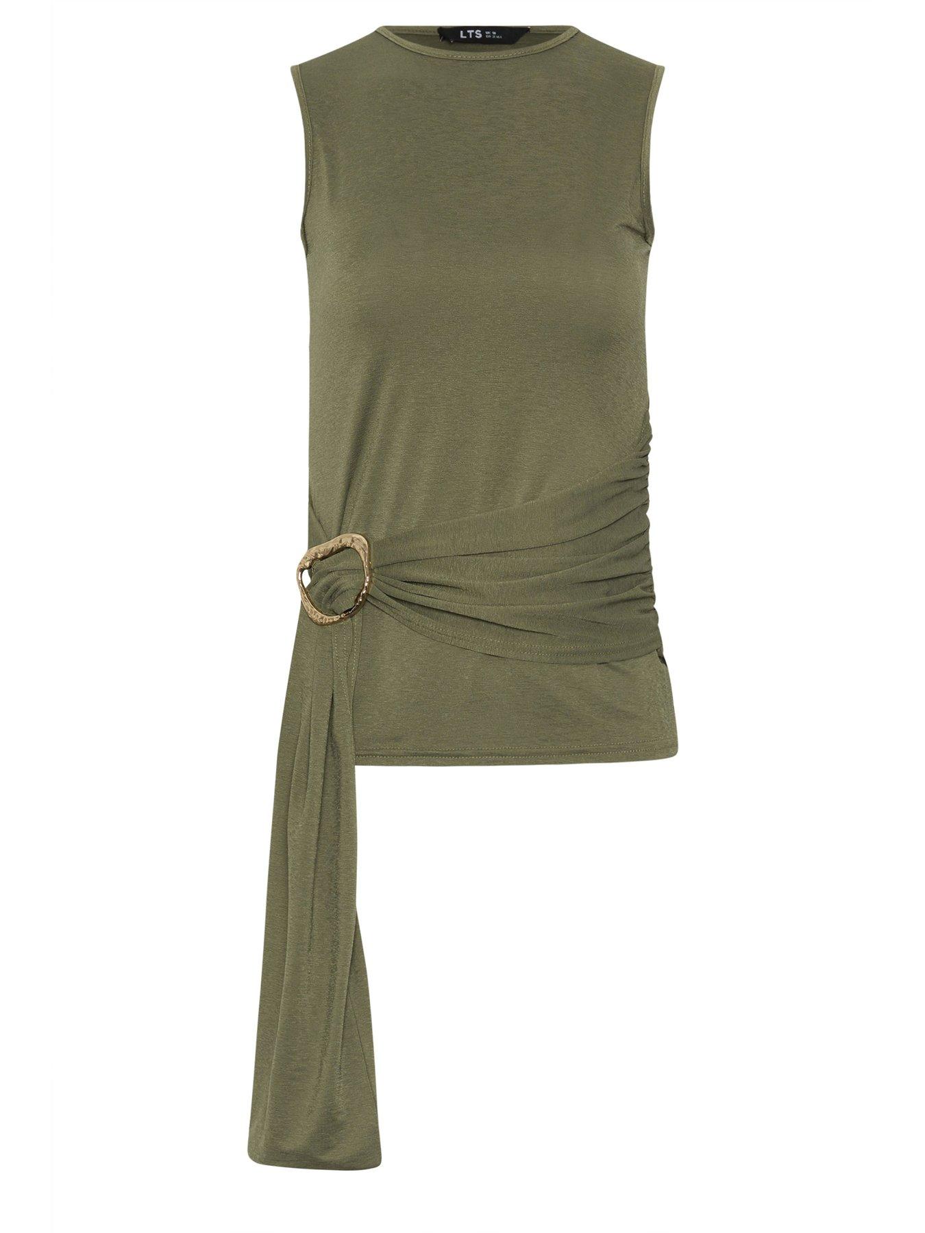 Image 5 of 5 of Long Tall Sally Grown On Sleeve Belted Top - Green