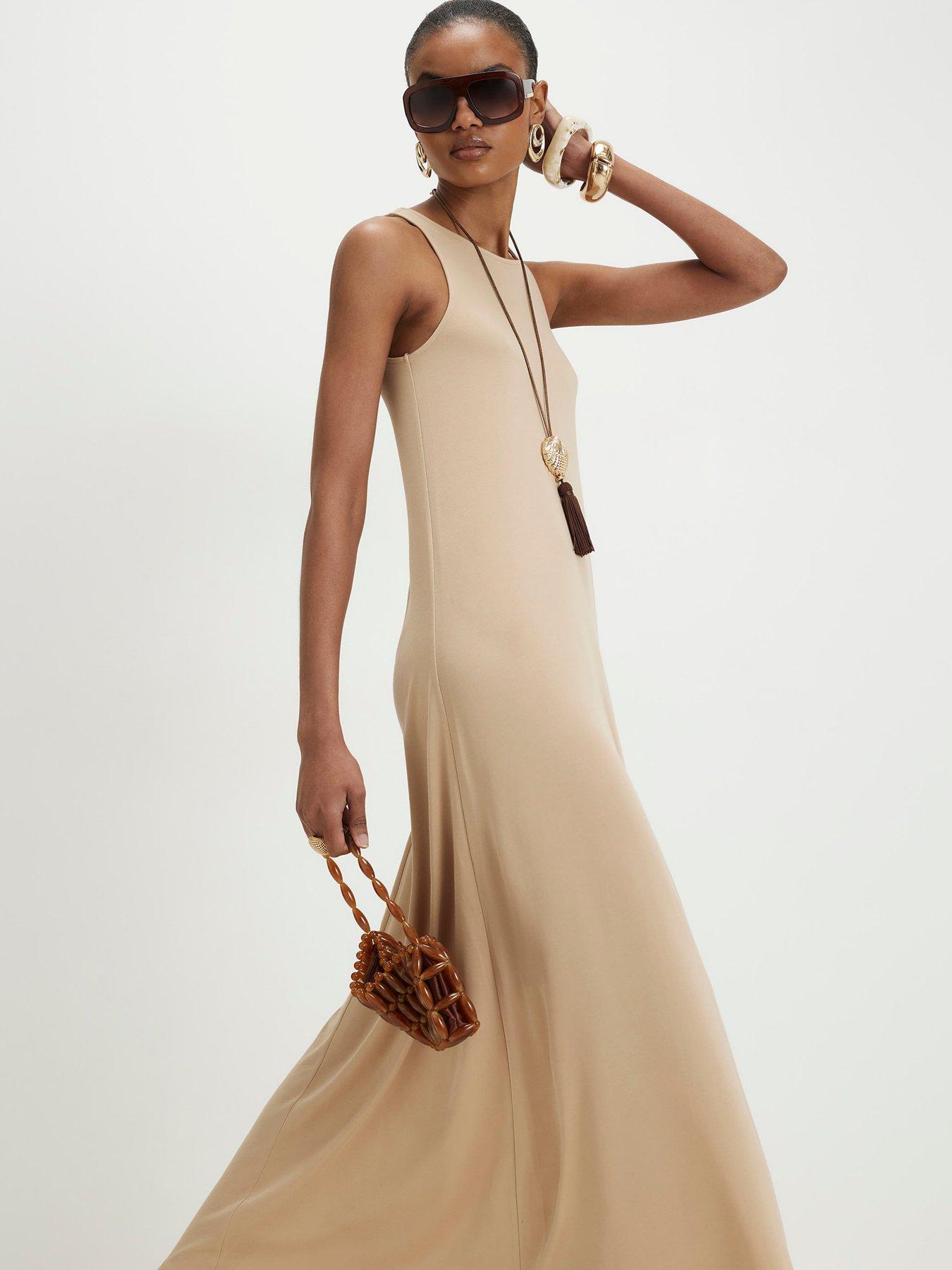 Image 3 of 6 of River Island Modal Maxi Dress - Beige