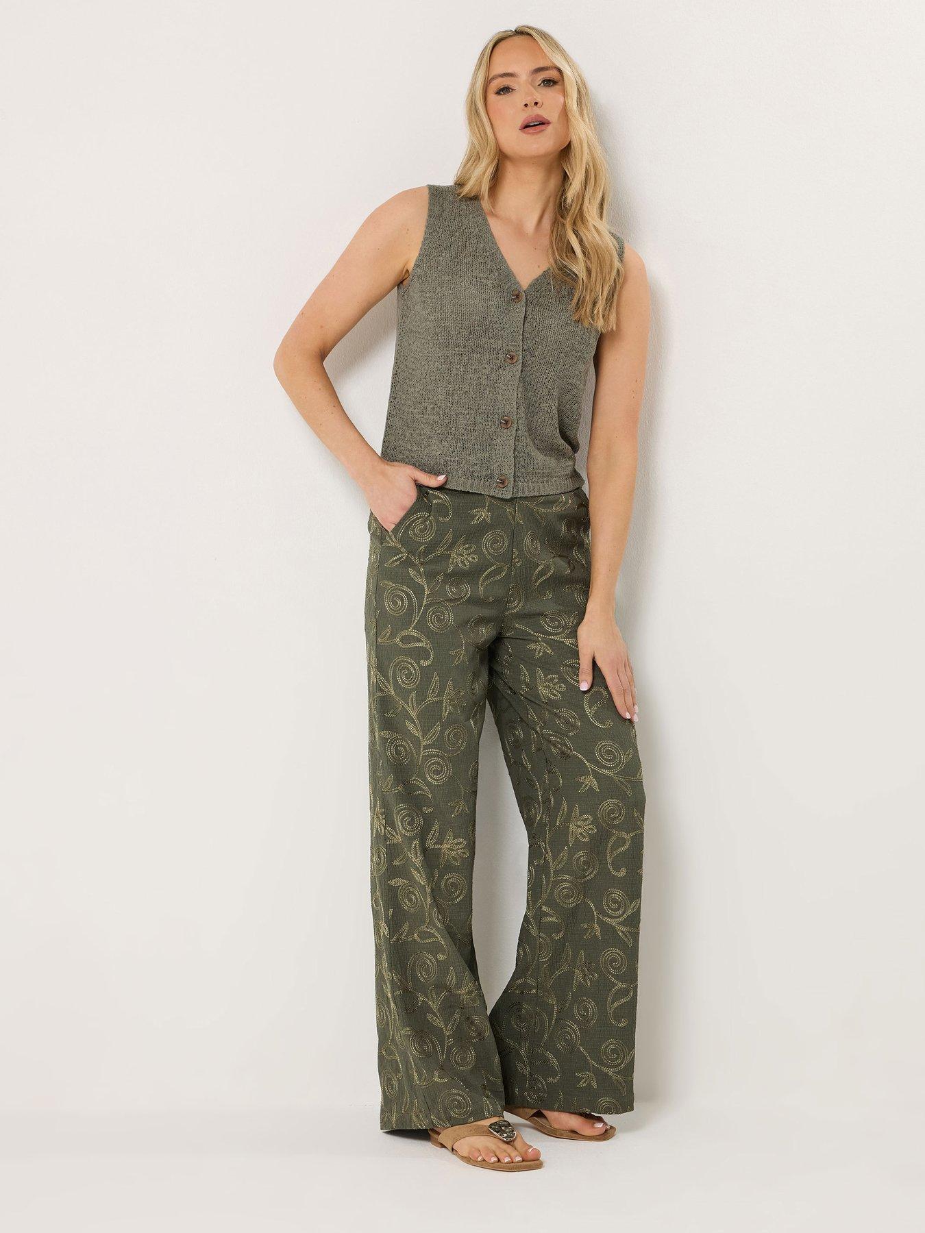 Long Tall Sally Tall Floral Embroidered Wide Leg Trousers 36"