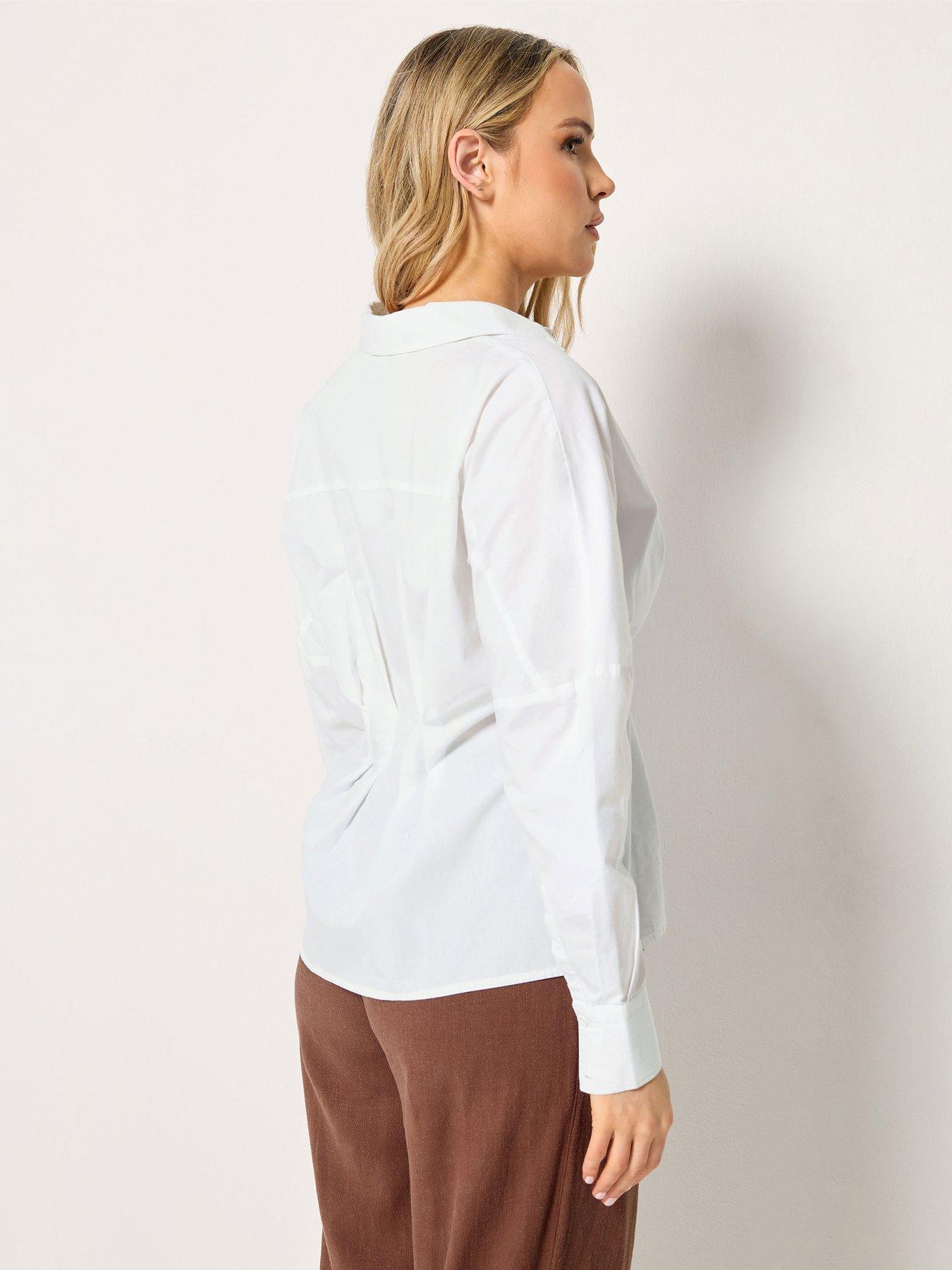 Image 2 of 5 of Long Tall Sally Pleated Collar Shirt - White