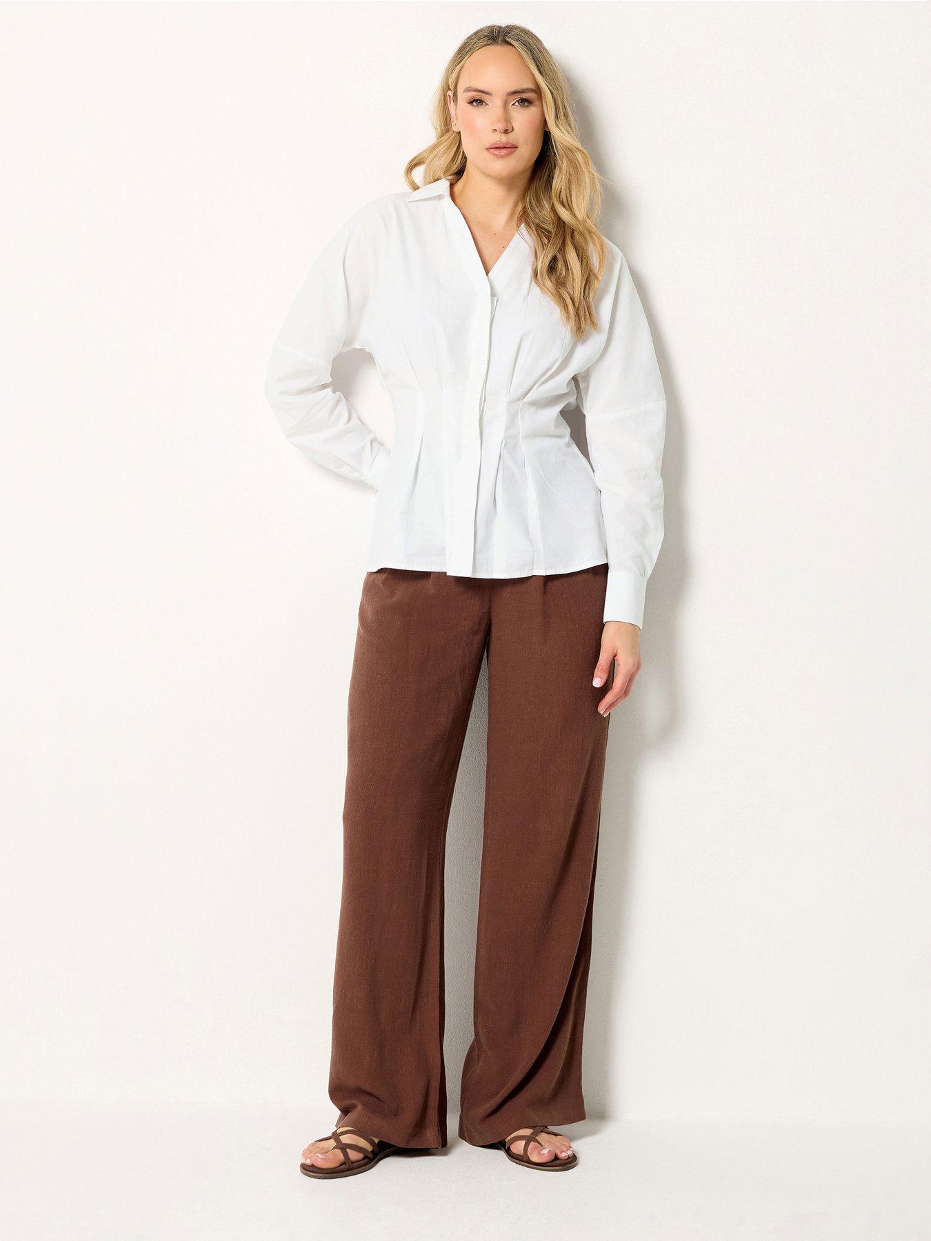 Image 3 of 5 of Long Tall Sally Pleated Collar Shirt - White