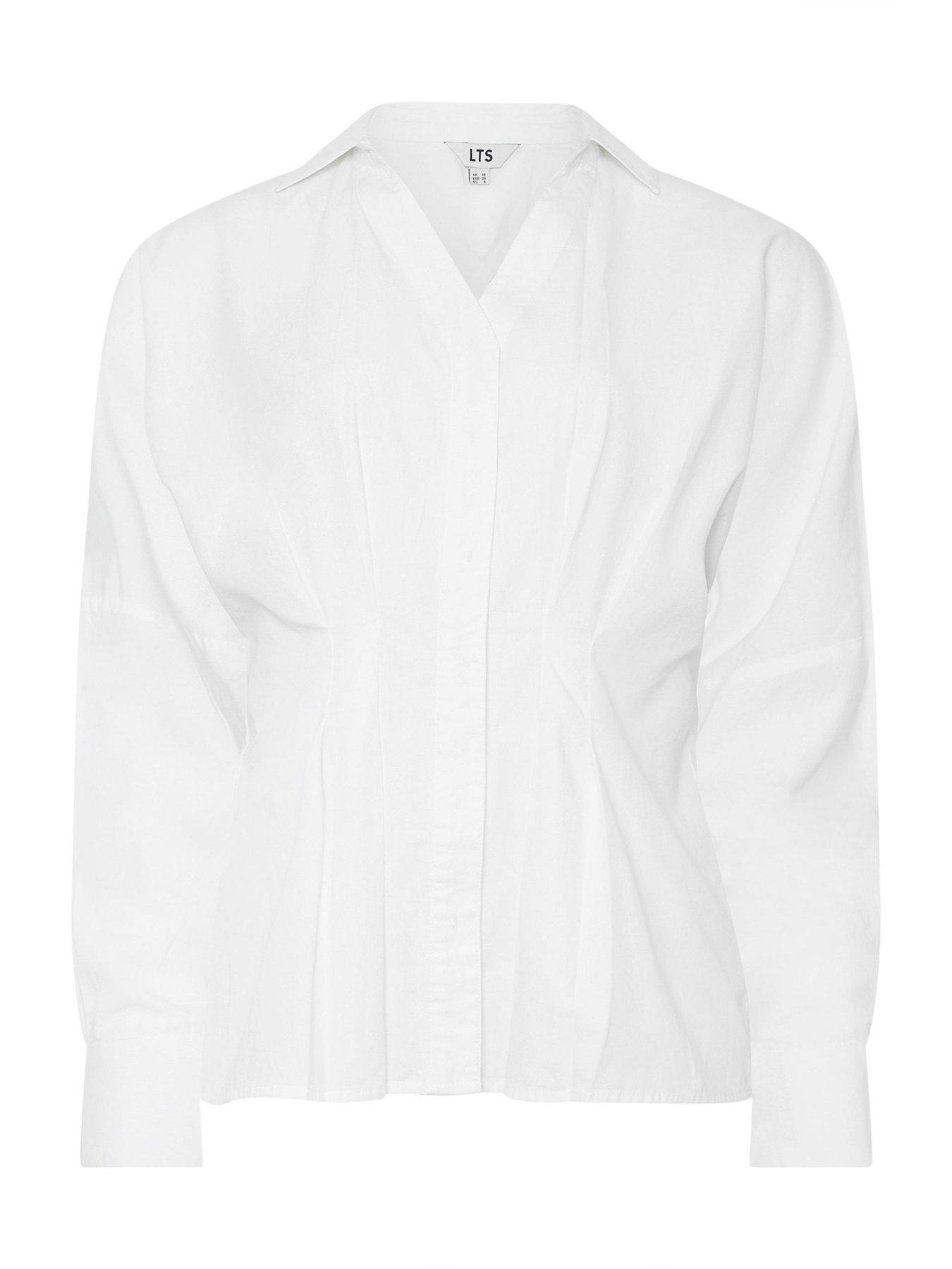 Image 5 of 5 of Long Tall Sally Pleated Collar Shirt - White