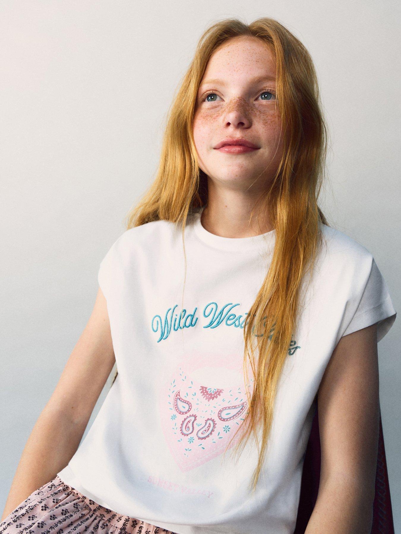 Mango Girls Wild West Sleeveless T-shirt - Light Cream