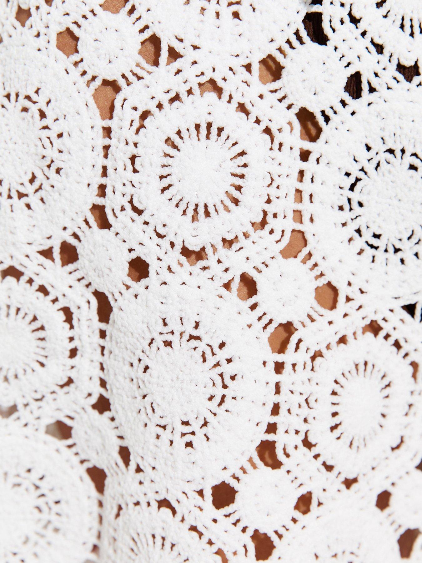 Image 4 of 4 of New Look Tile Crochet Beach Shorts - White