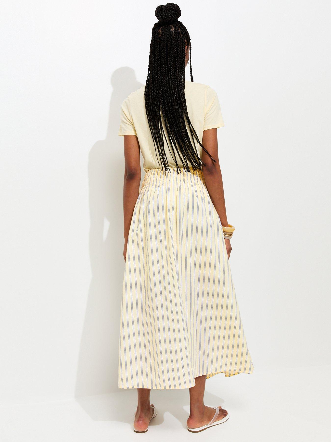 Image 2 of 5 of New Look Striped Midi Skirt - Yellow
