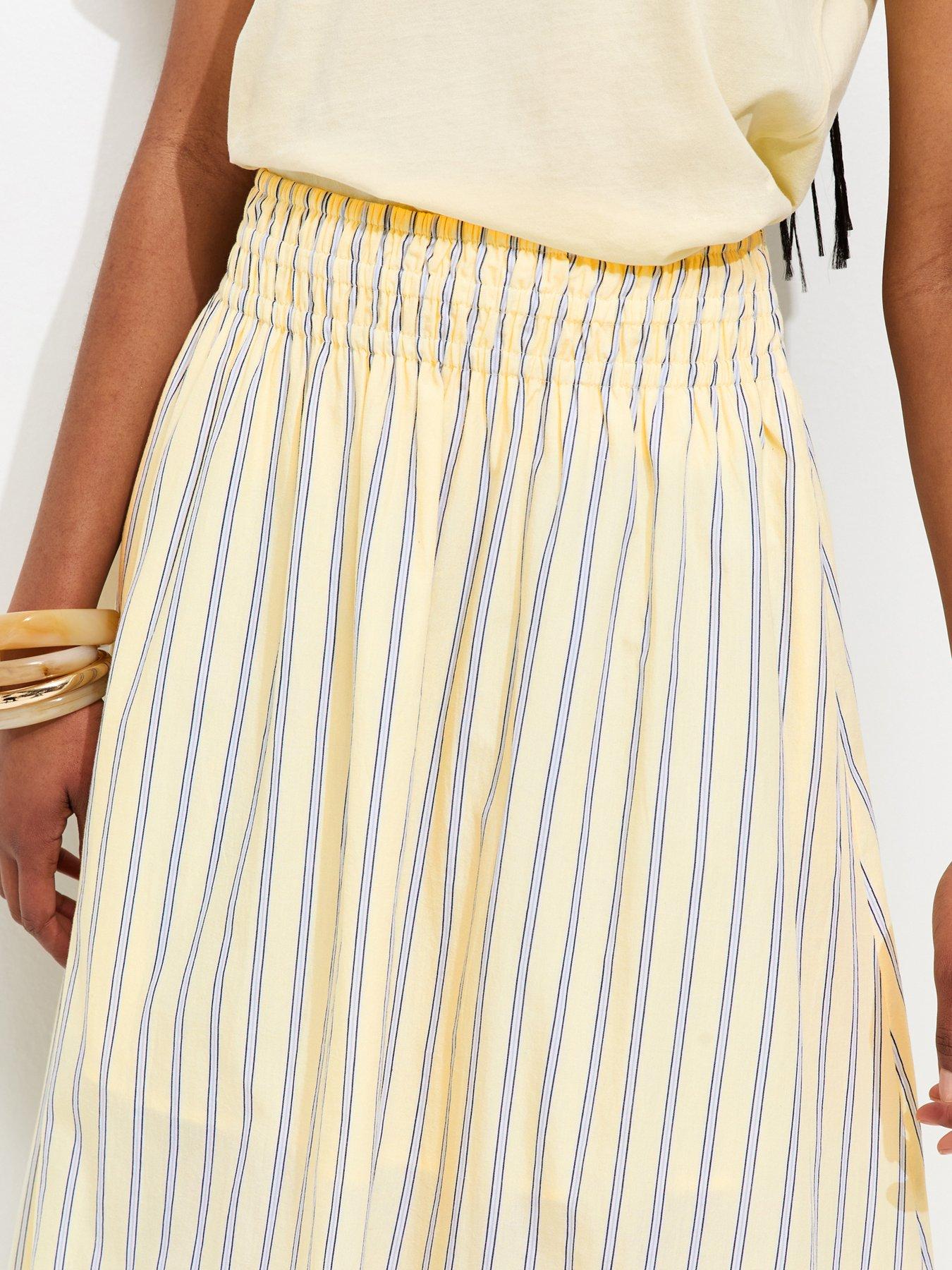 Image 4 of 5 of New Look Striped Midi Skirt - Yellow