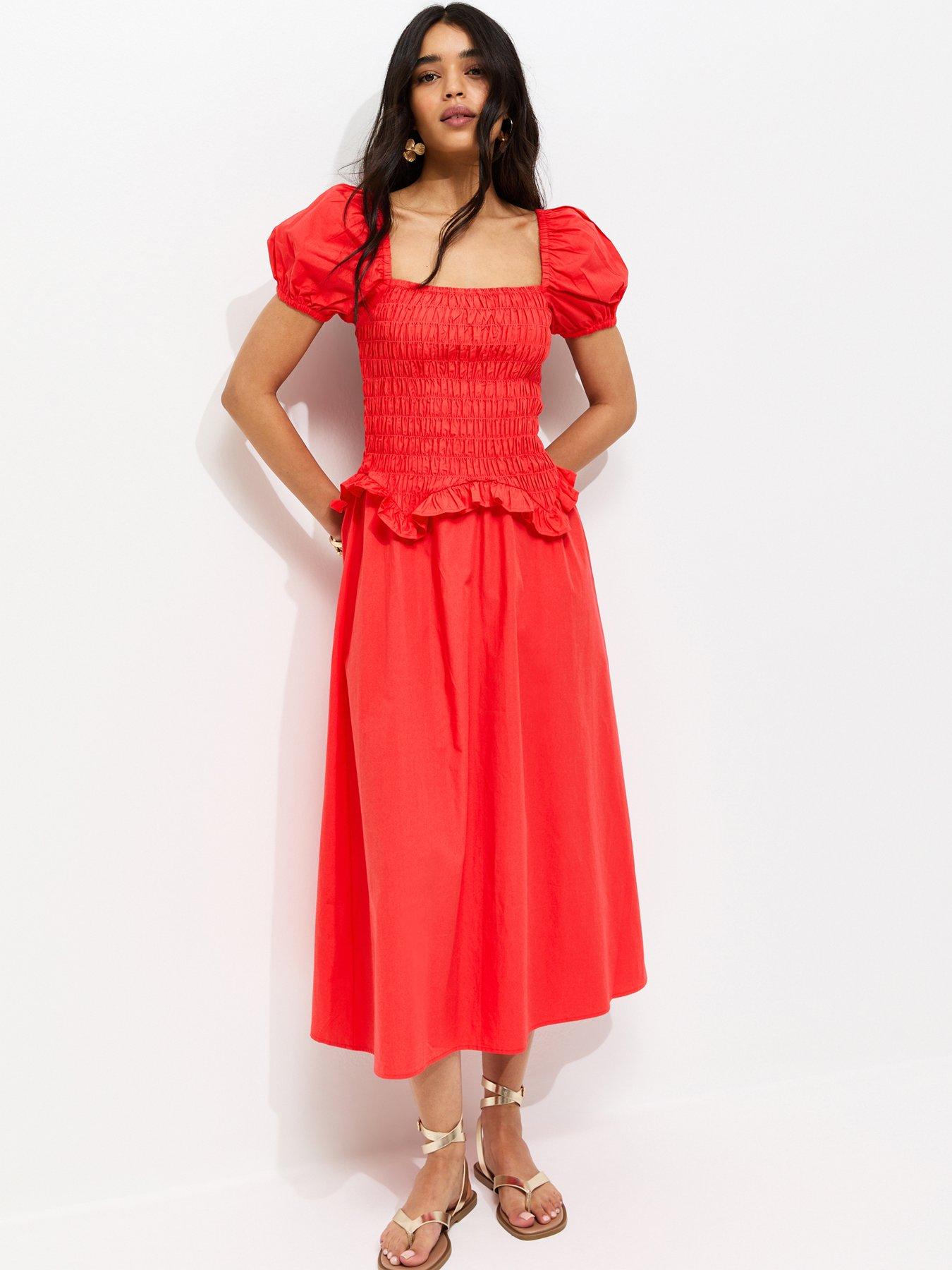New Look Ex Shirred Waist Poplin Fril Midi