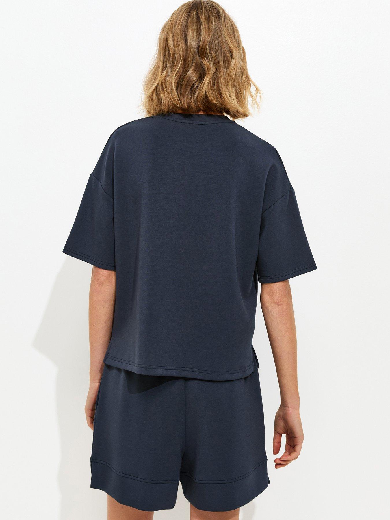 Image 2 of 7 of New Look Premium Navy Co-Ord Jersey Shorts - Blue
