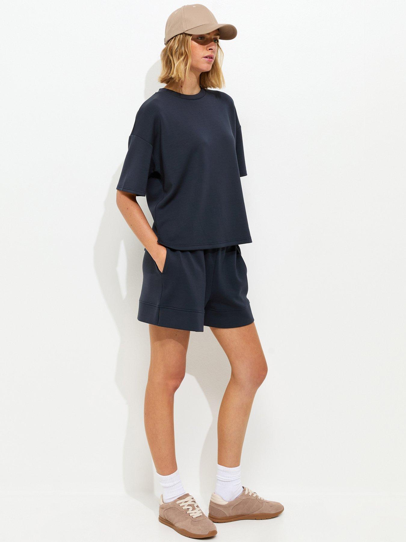 Image 4 of 7 of New Look Premium Navy Co-Ord Jersey Shorts - Blue