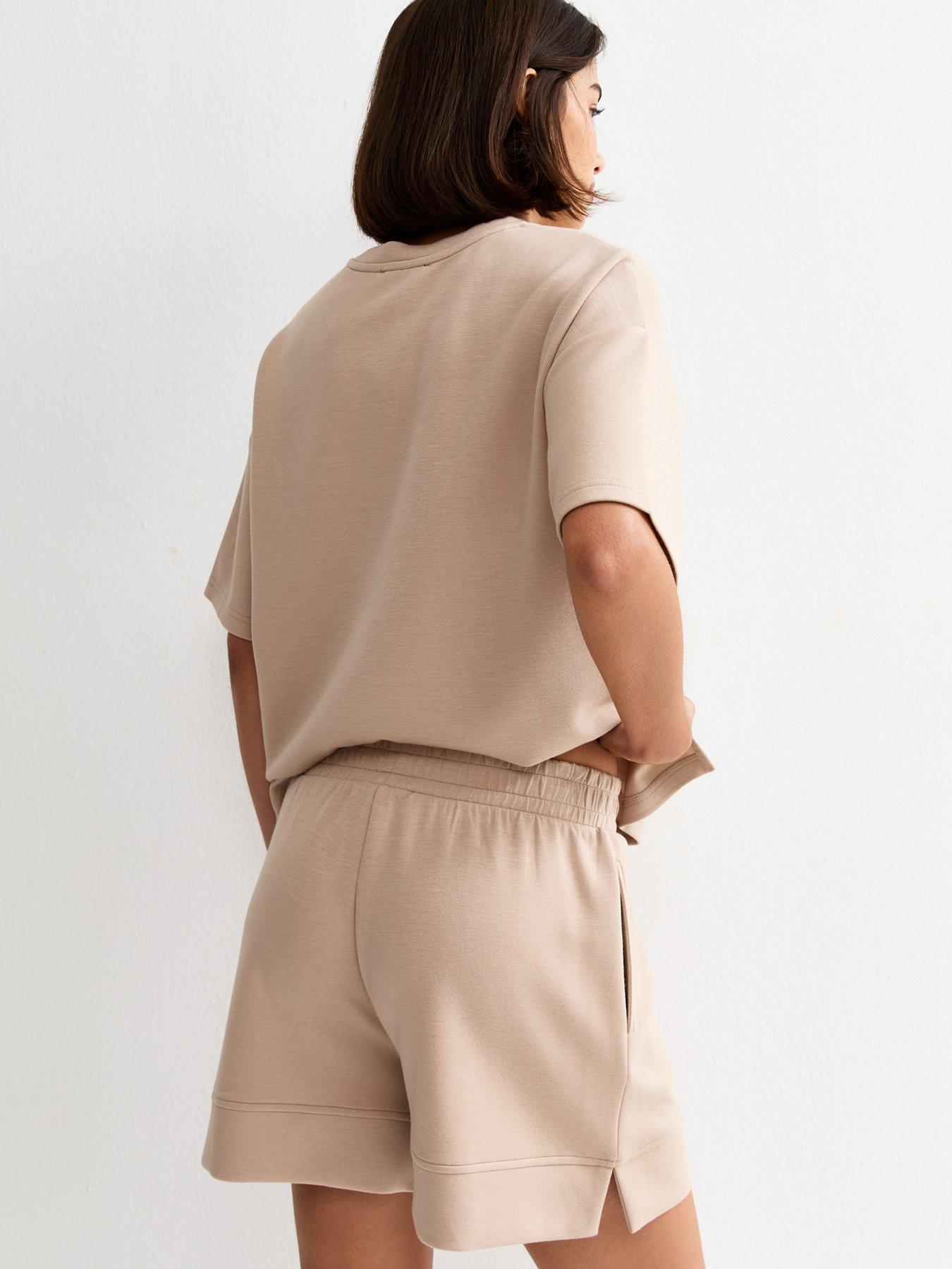 Image 2 of 5 of New Look Premium Mink Side Split Shorts - Brown