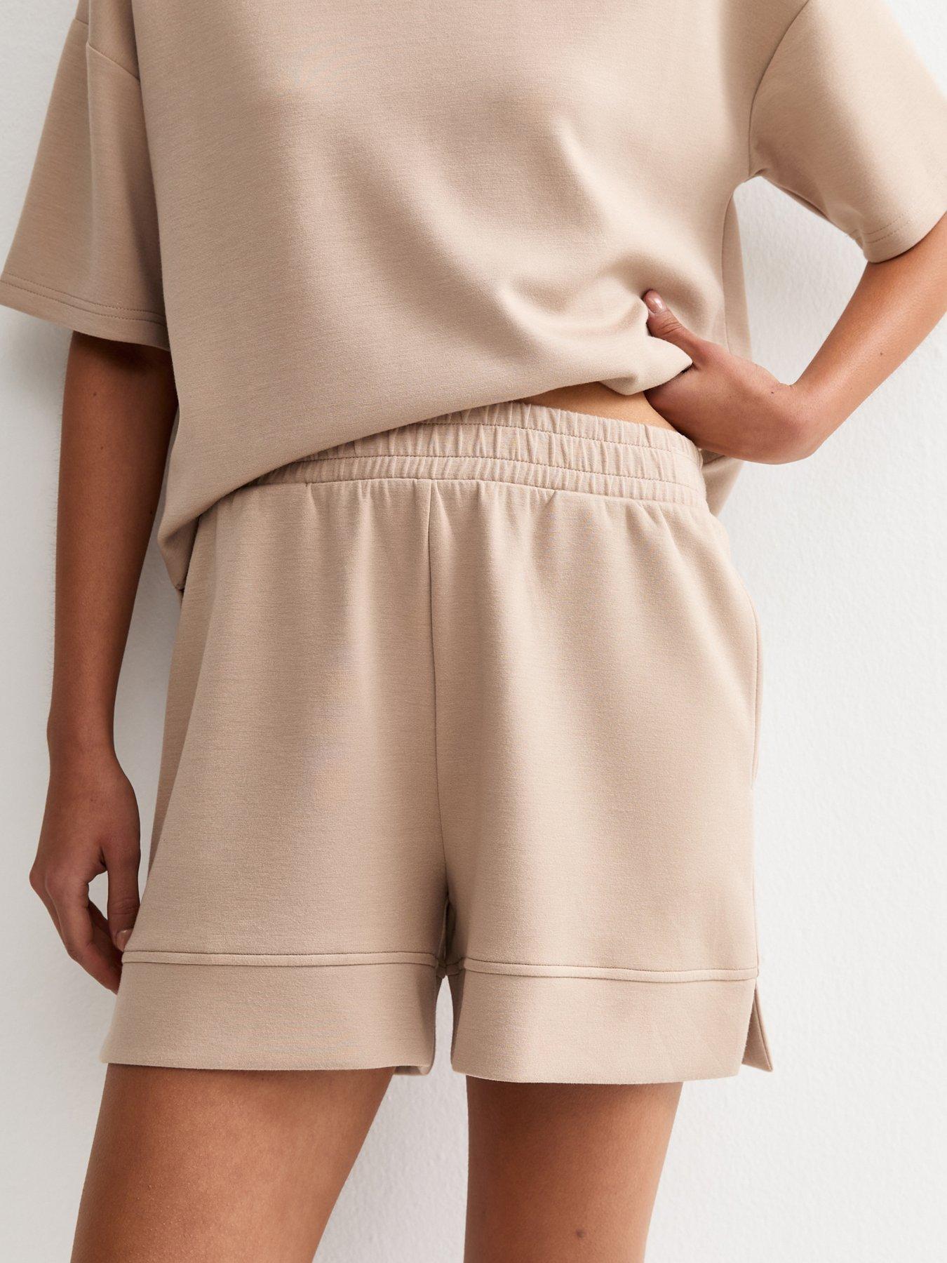 Image 4 of 5 of New Look Premium Mink Side Split Shorts - Brown