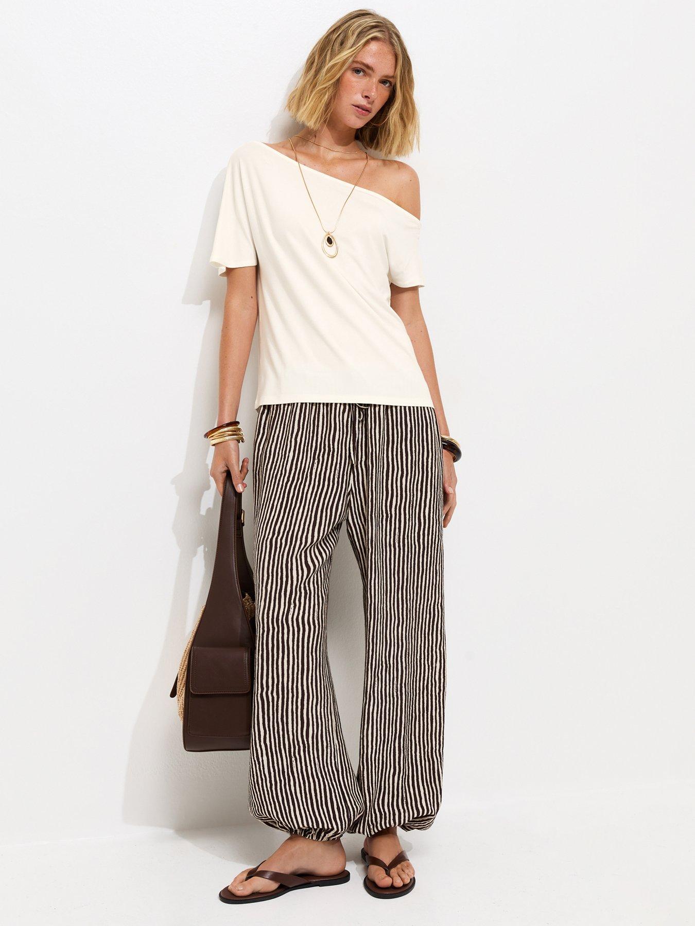 Image 3 of 6 of New Look Jersey Off The Shoulder Top - Cream