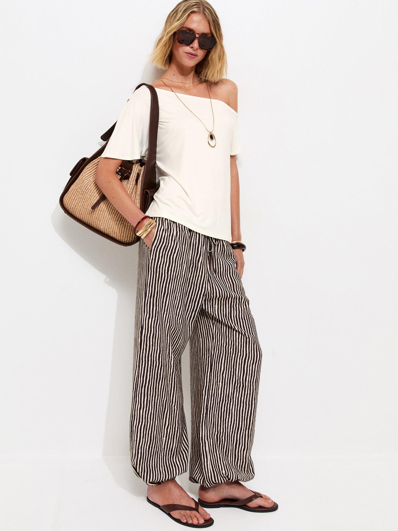 Image 4 of 6 of New Look Jersey Off The Shoulder Top - Cream