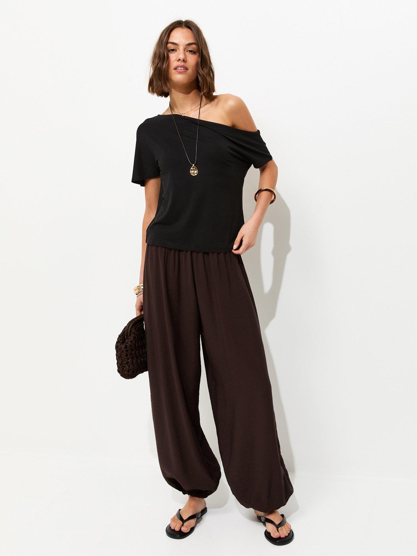 Image 3 of 5 of New Look Jersey Off The Shoulder Top - Black