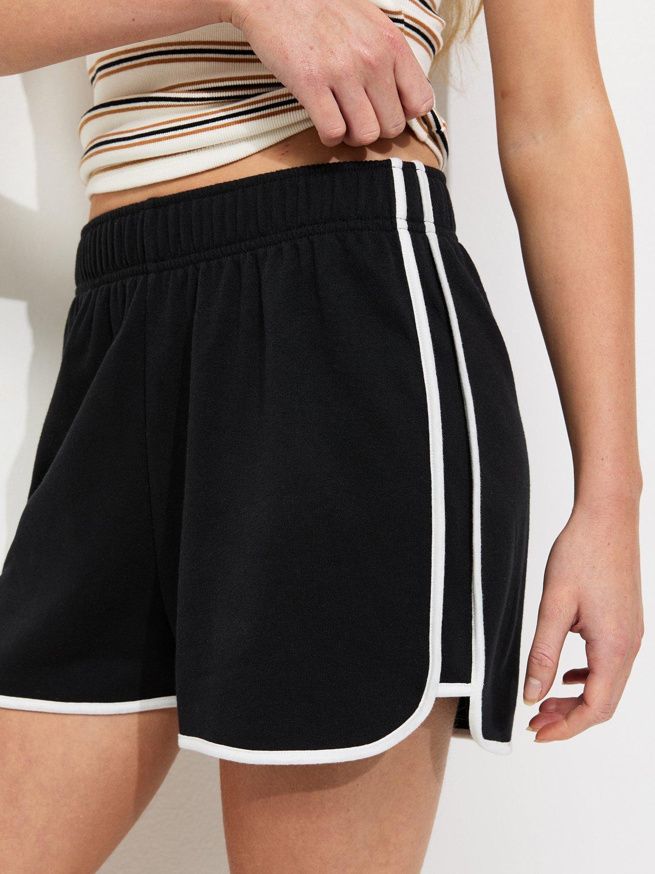 Image 4 of 5 of New Look Side Stripe Jersey Running Shorts - Black