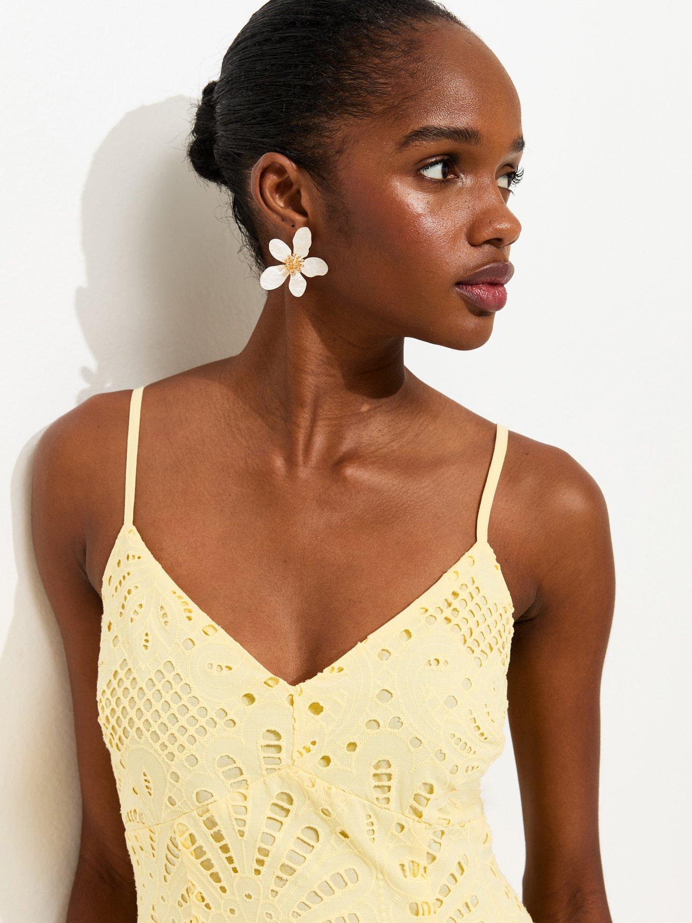 Image 4 of 5 of New Look Occ Cutwrk Lace Insrt Strppy Midi
