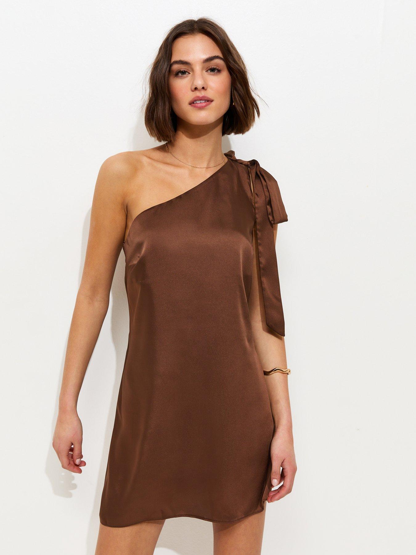 new-look-satin-one-shoulder-mini-dress-dark-brownfront