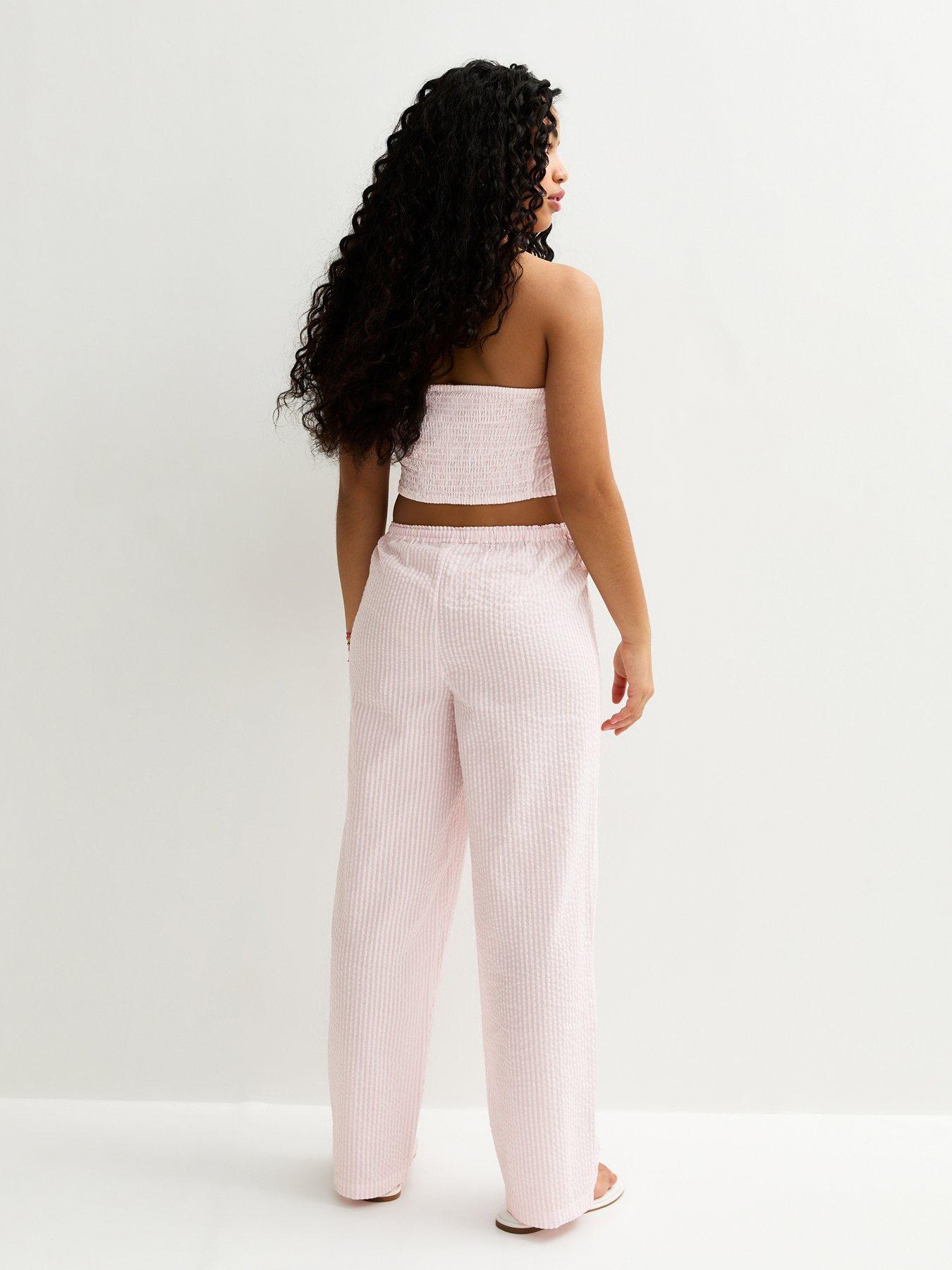 Image 2 of 5 of New Look 915 Girls Stripe Seersucker Trousers - Pink