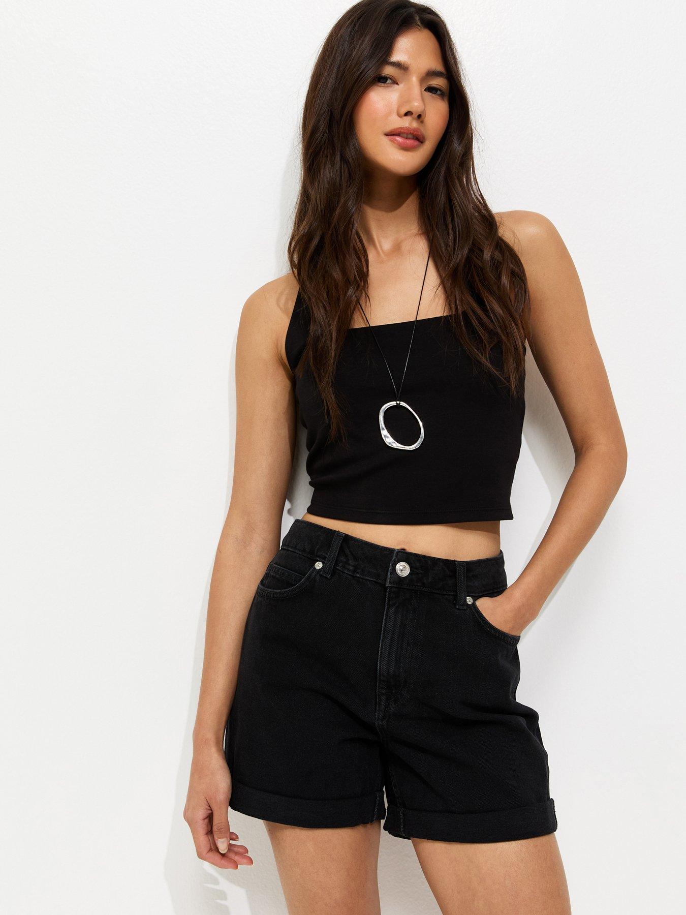 New Look Black Denim Boyfriend Shorts