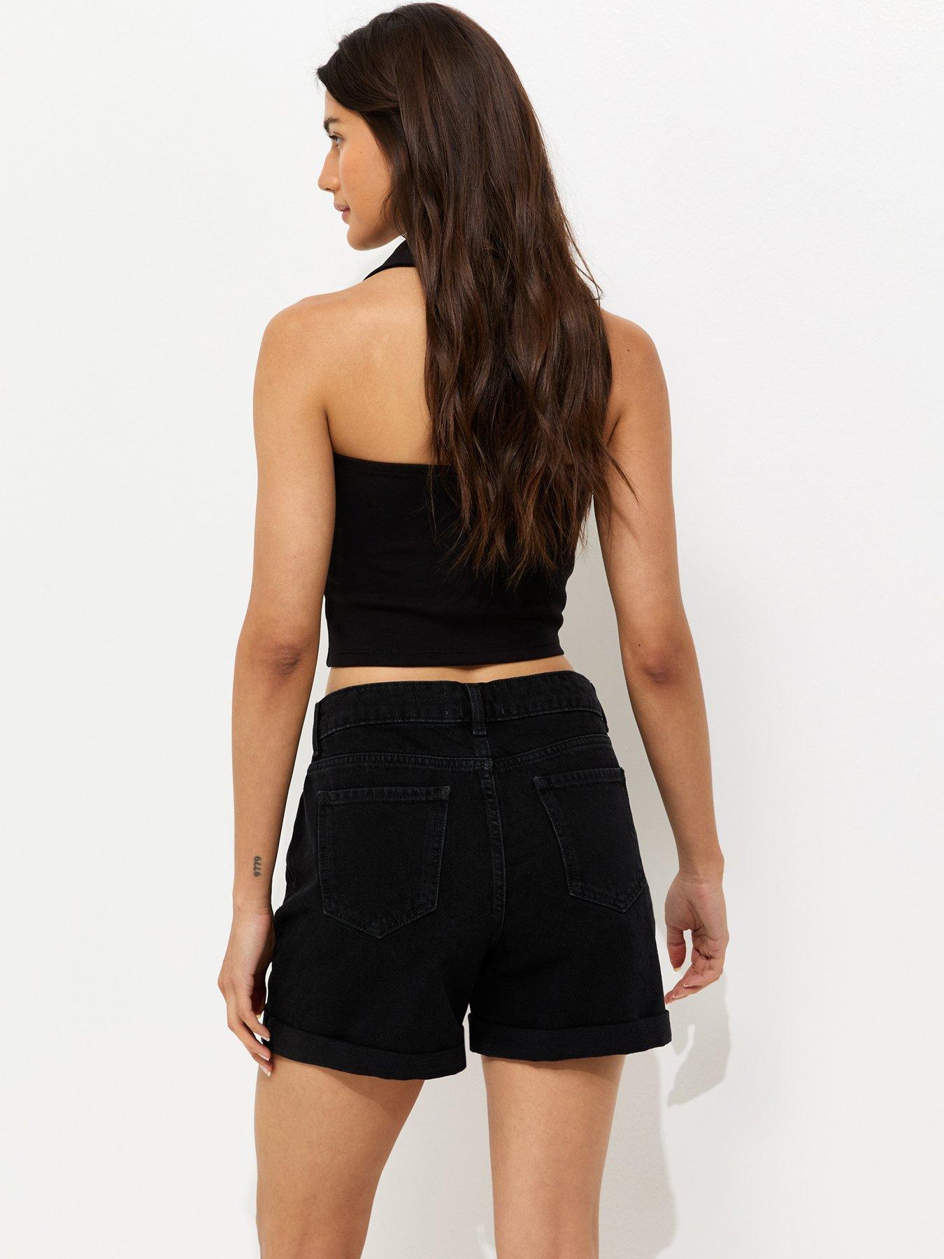 Image 2 of 5 of New Look Black Denim Boyfriend Shorts