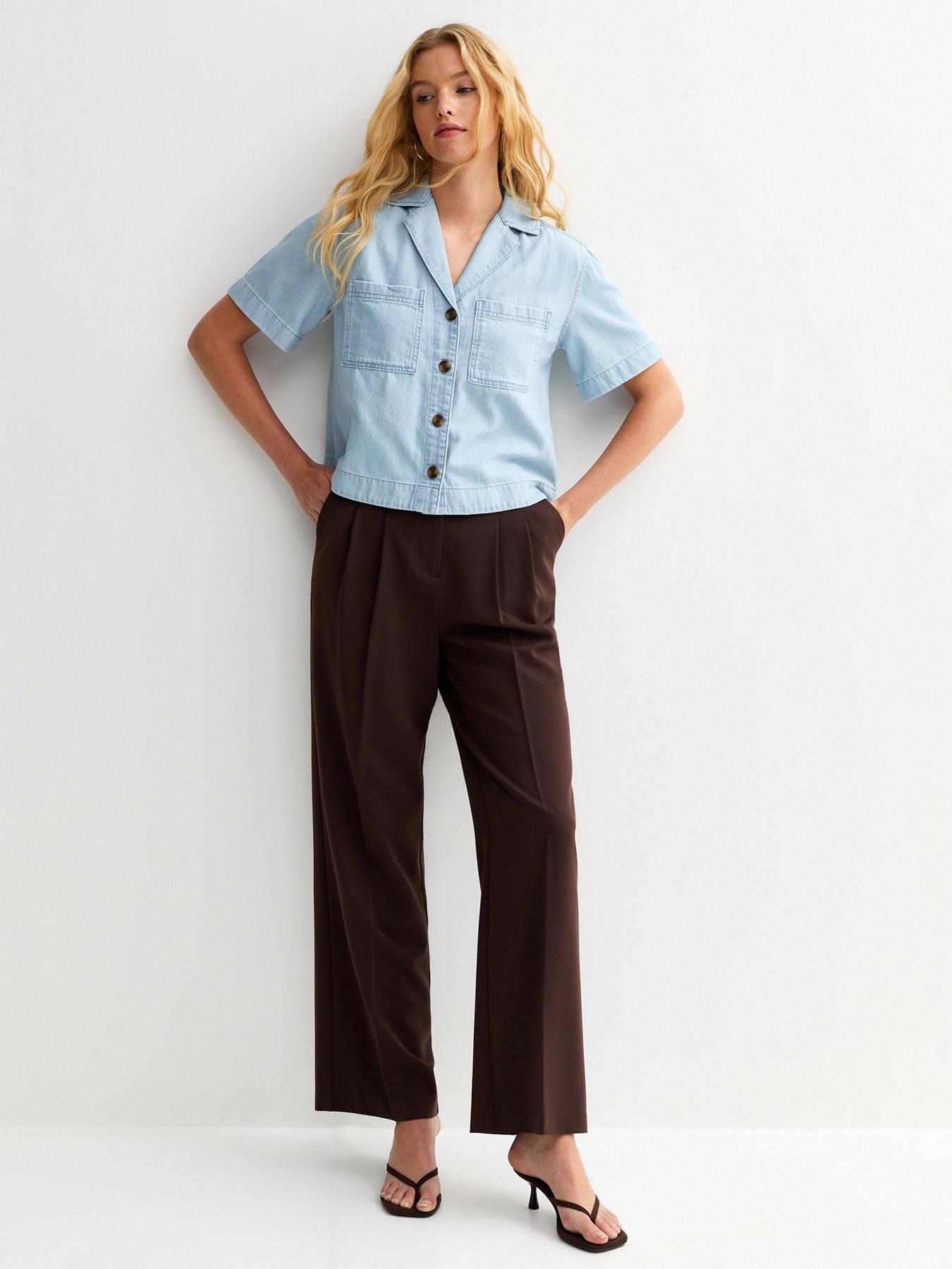 Image 3 of 6 of New Look Light Blue Short Sleeve Boxy Shirt