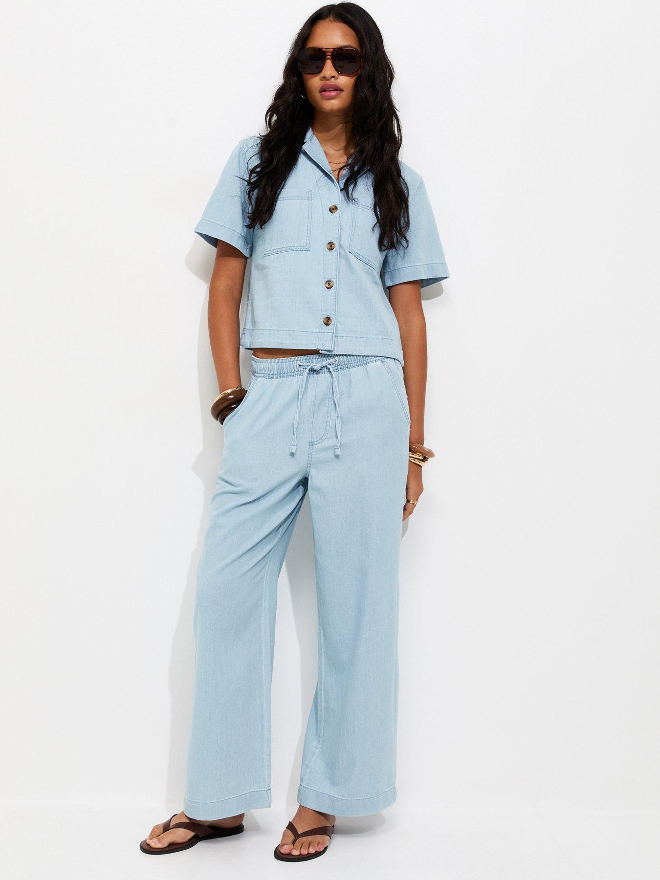 Image 4 of 6 of New Look Light Blue Short Sleeve Boxy Shirt